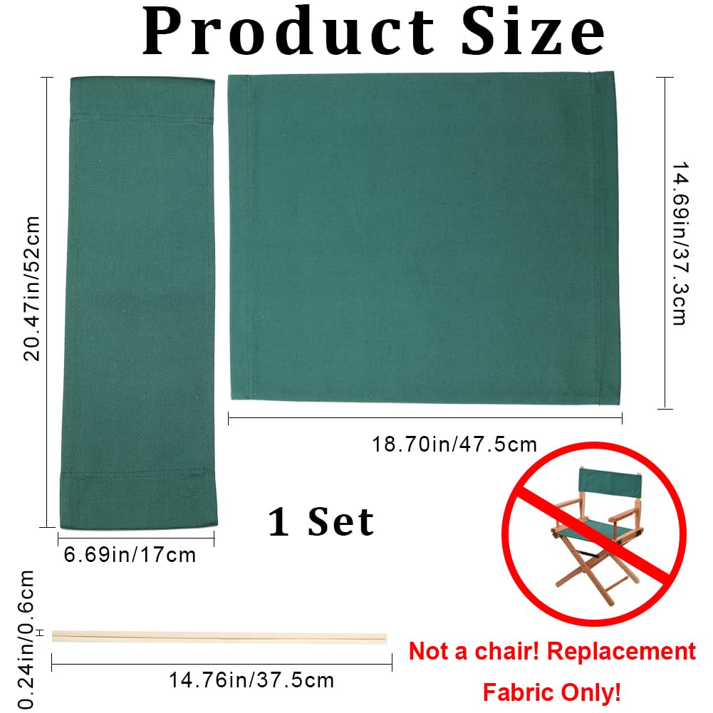 GORGECRAFT 19-20x7-15 Inch Green Canvas Replacement Chair Covers Kit - Seat & Back with Wood Sticks - Easy Clean Folding Chair Covers for Home, Patio, Movie Theater, and Outdoor Furniture Accessories