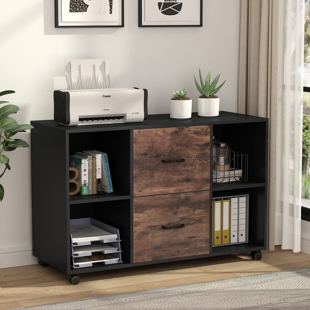 2 Drawer File Cabinet - Large Mobile Letter Size Filing Cabinet with Locking Wheels for Office, Home, or School Organization and Document Storage