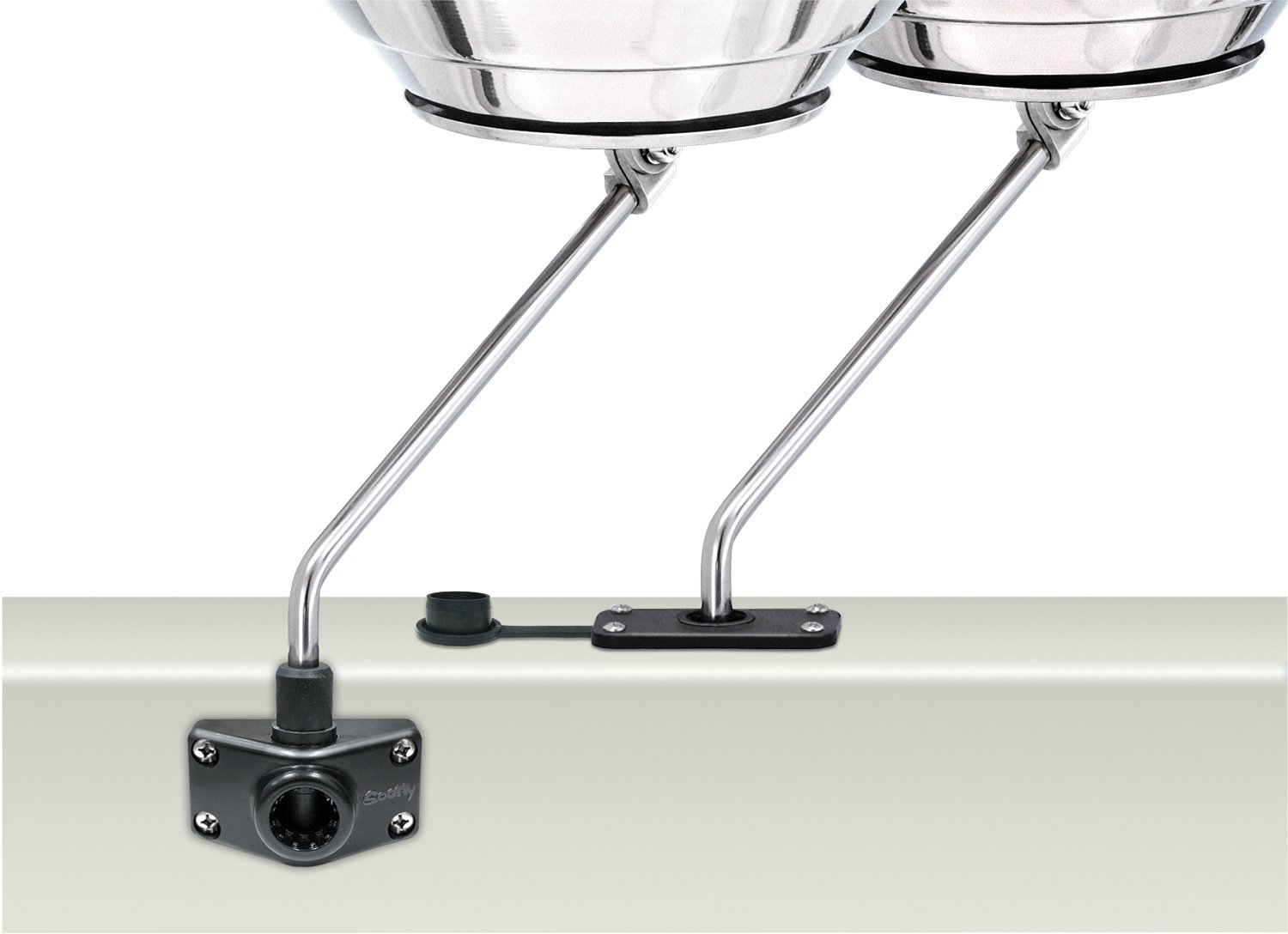 MAGMA Marine Kettle Gas Grill with Scotty Rod Holder Mount - Portable Boat BBQ Grill for Fishing, Camping & Outdoor Cooking