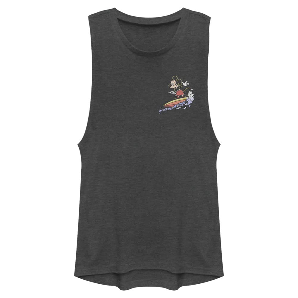 Disney Classic Mickey Mouse Surf Graphic Women's Muscle Tank Top - Casual Summer Beachwear & Surfing Outfit