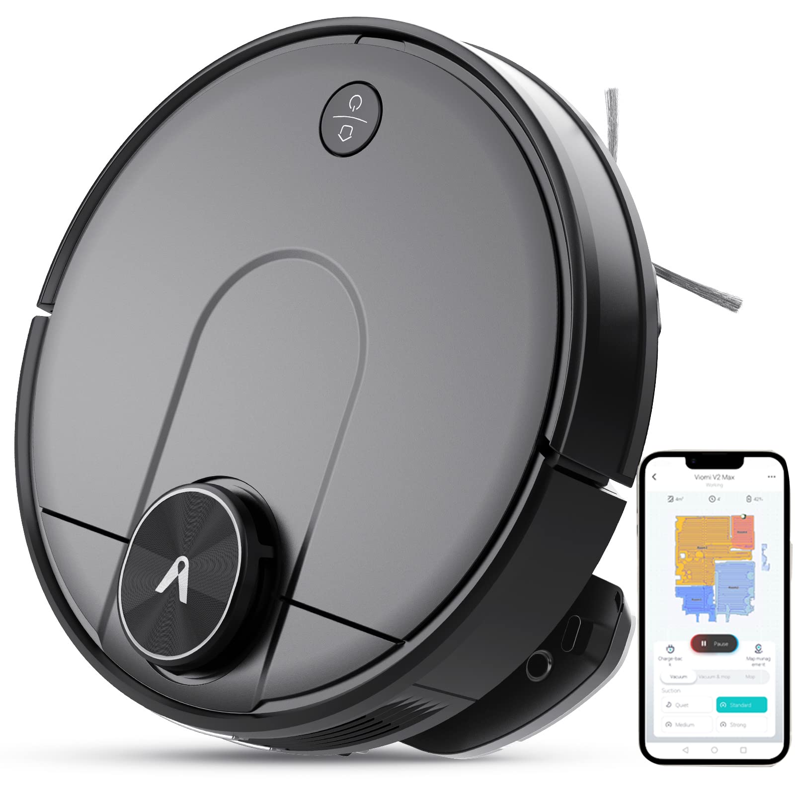 VIOMI V2 Max Robot Vacuum Cleaner with Smart Mapping, 3000Pa Strong Suction, Self-Charging - Works with Alexa & Google Assistant - Perfect for Hardwood Floors, Carpets and Pet Hair Cleaning