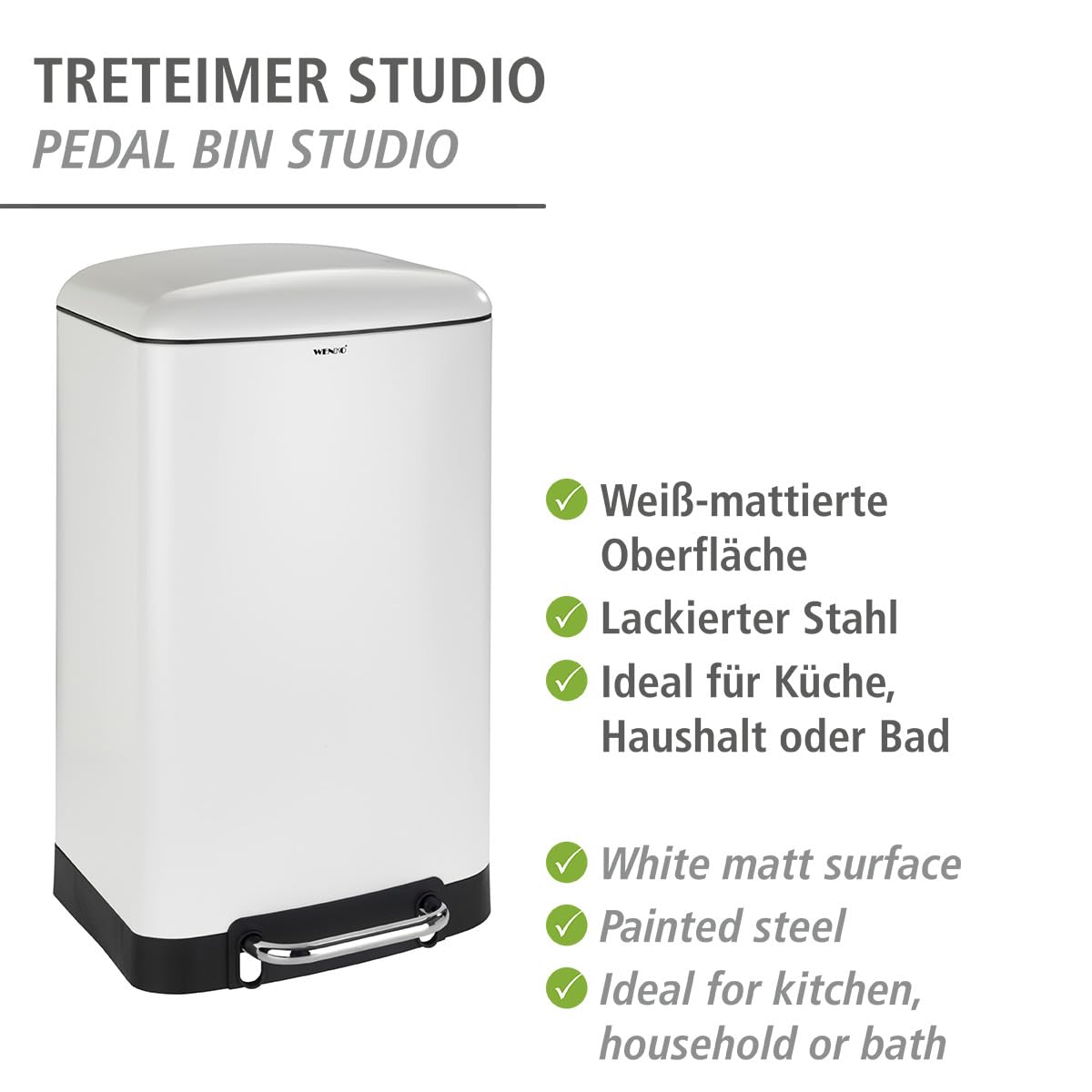 8 Gallon Stainless Steel Trash Can with Foot Pedal - Hands Free Kitchen Garbage Bin with Lid, 13.4x24x12.8 Inch (White) - Perfect for Home, Office, and Restaurant Use