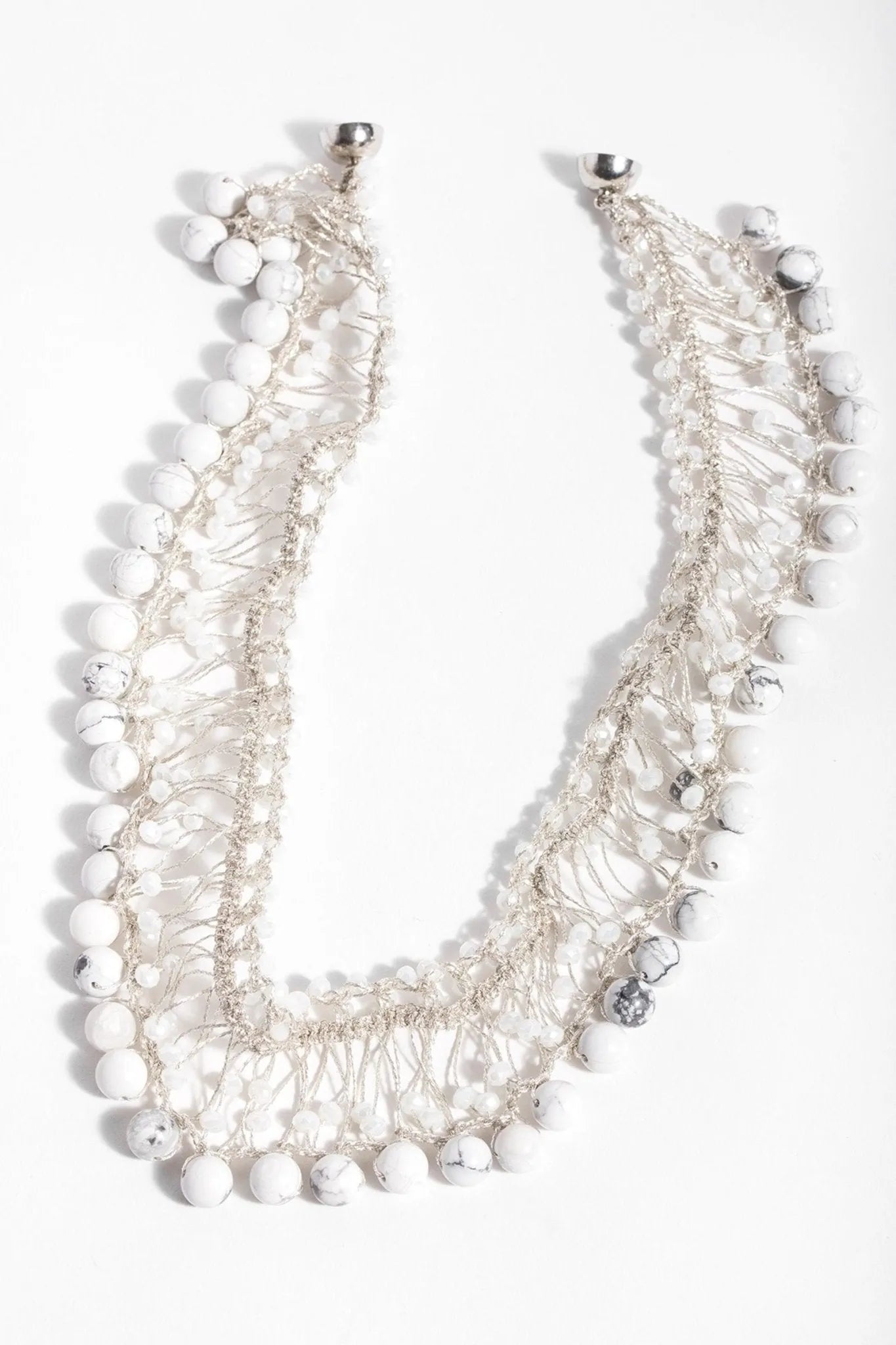 Beaded Collar Chain Duo Stone Necklace - Elegant Layered Jewelry for Women | Perfect for Weddings, Parties & Everyday Wear