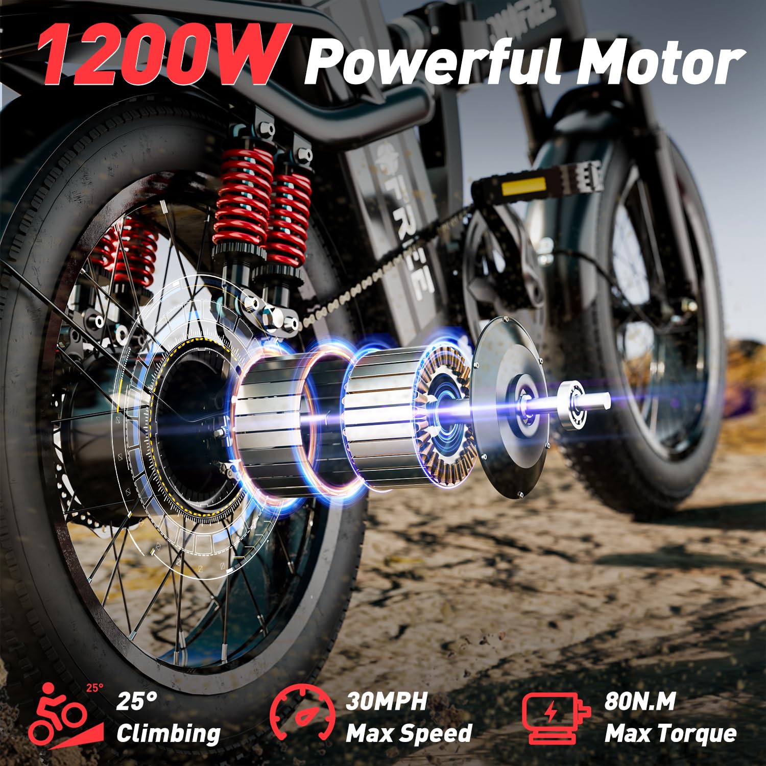 750W/1000W/1200W Electric Bike for Adults - 20MPH/30MPH Speed, 45 Mile Range, 2 Seats & 14