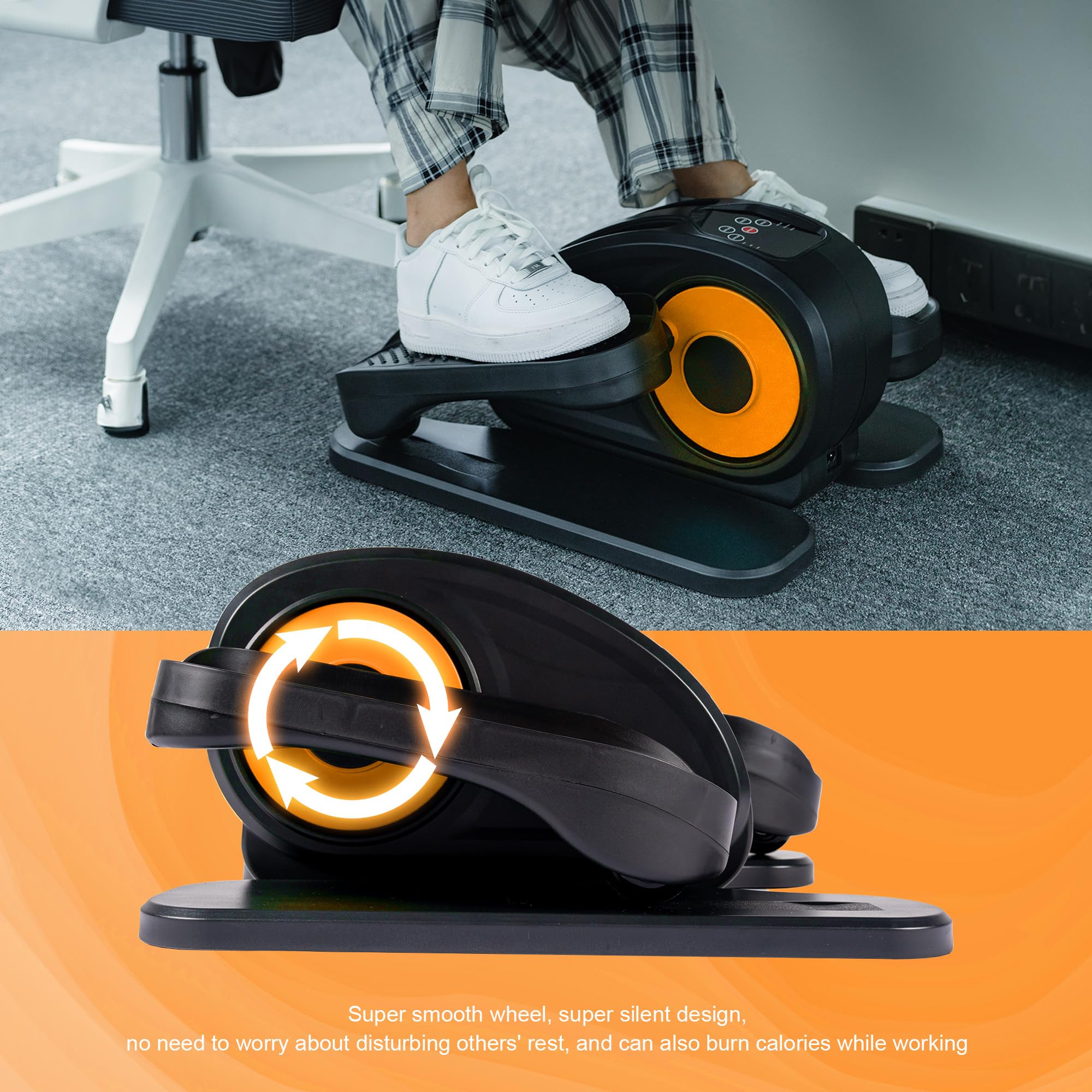Under Desk Elliptical Machine - Electric Foot Pedal Exerciser with Remote Control | Compact & Portable Seated Elliptical Trainer for Home & Office | Perfect for Work from Home, Watching TV or Rehab Therapy