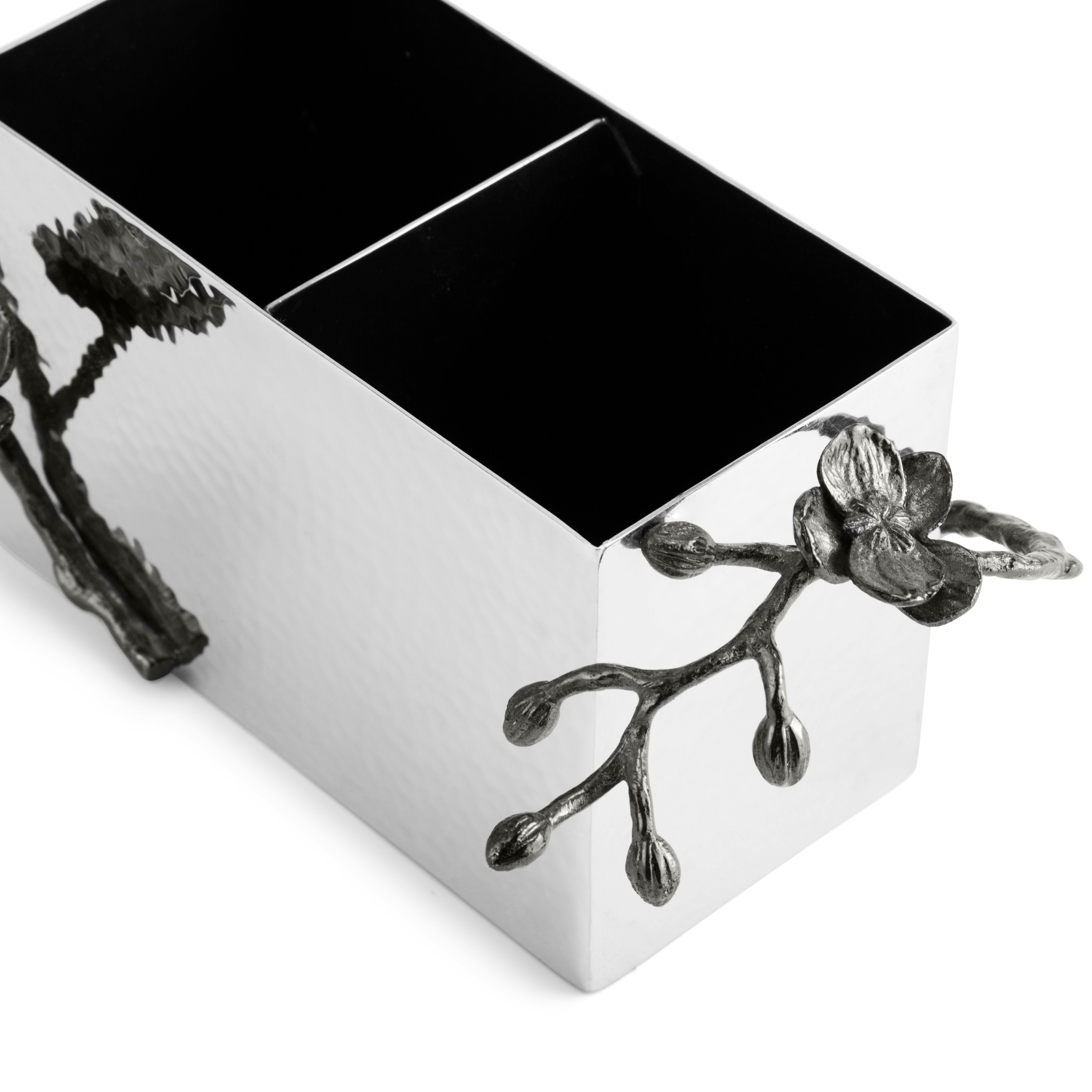 Premium Black Orchid Cutlery Caddy - Stylish Silverware Organizer for Kitchen Utensils | Perfect for Dining Tables, Buffets, and Kitchen Counter Organization