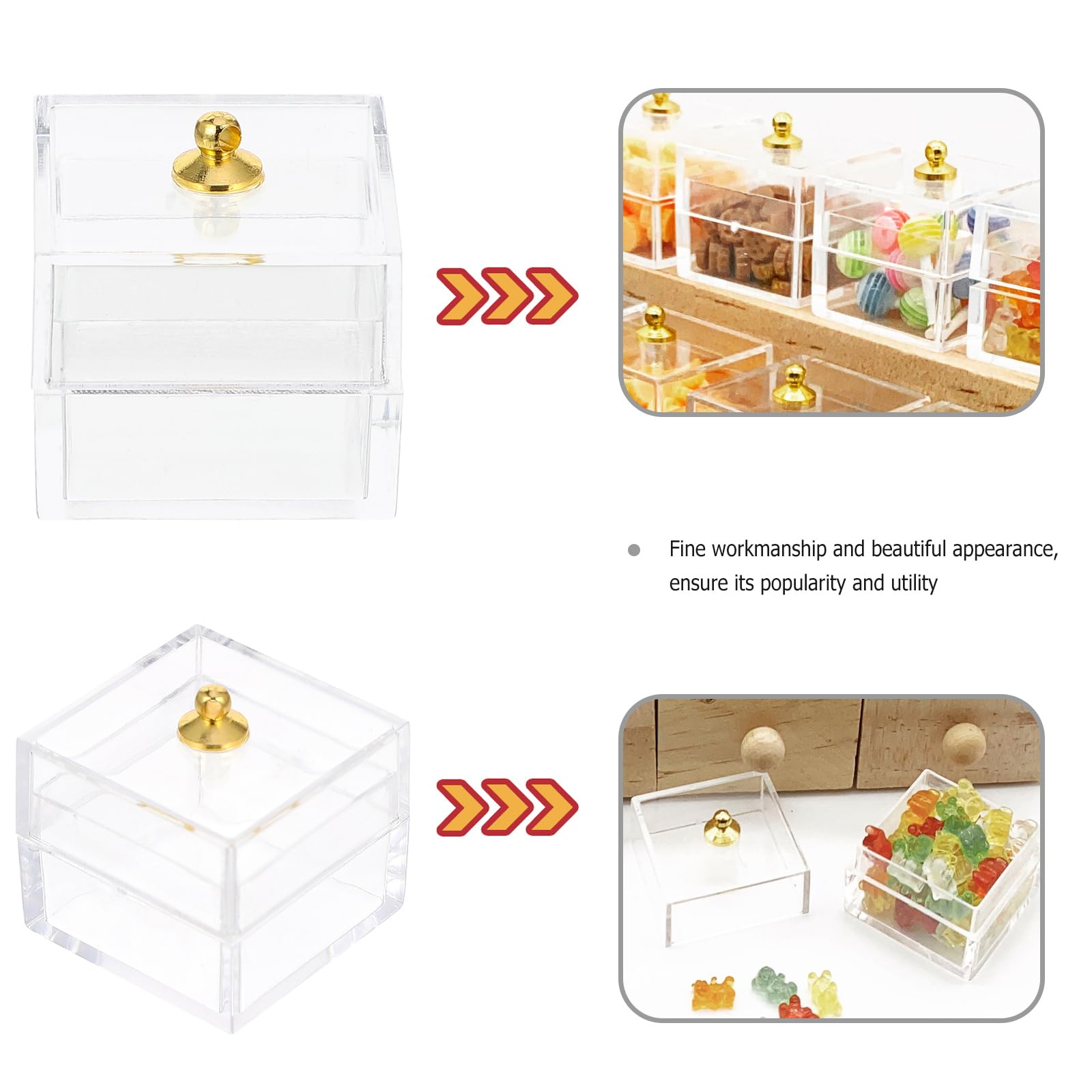 10Pcs Mini Clear Dollhouse Candy Display Boxes with Lids - Small Storage Containers for Jewelry, DIY Crafts & Miniature Organizers - Perfect for Dollhouse Displays, Candy Shops & Craft Projects