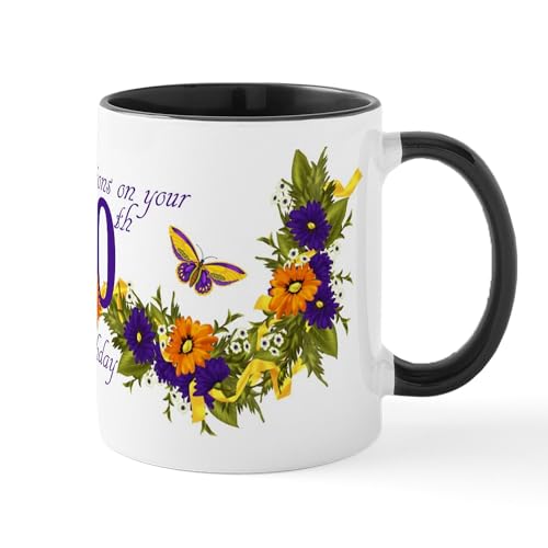 White/Black Inside - 60Th Birthday Floral And Butterfly Mug Mugs