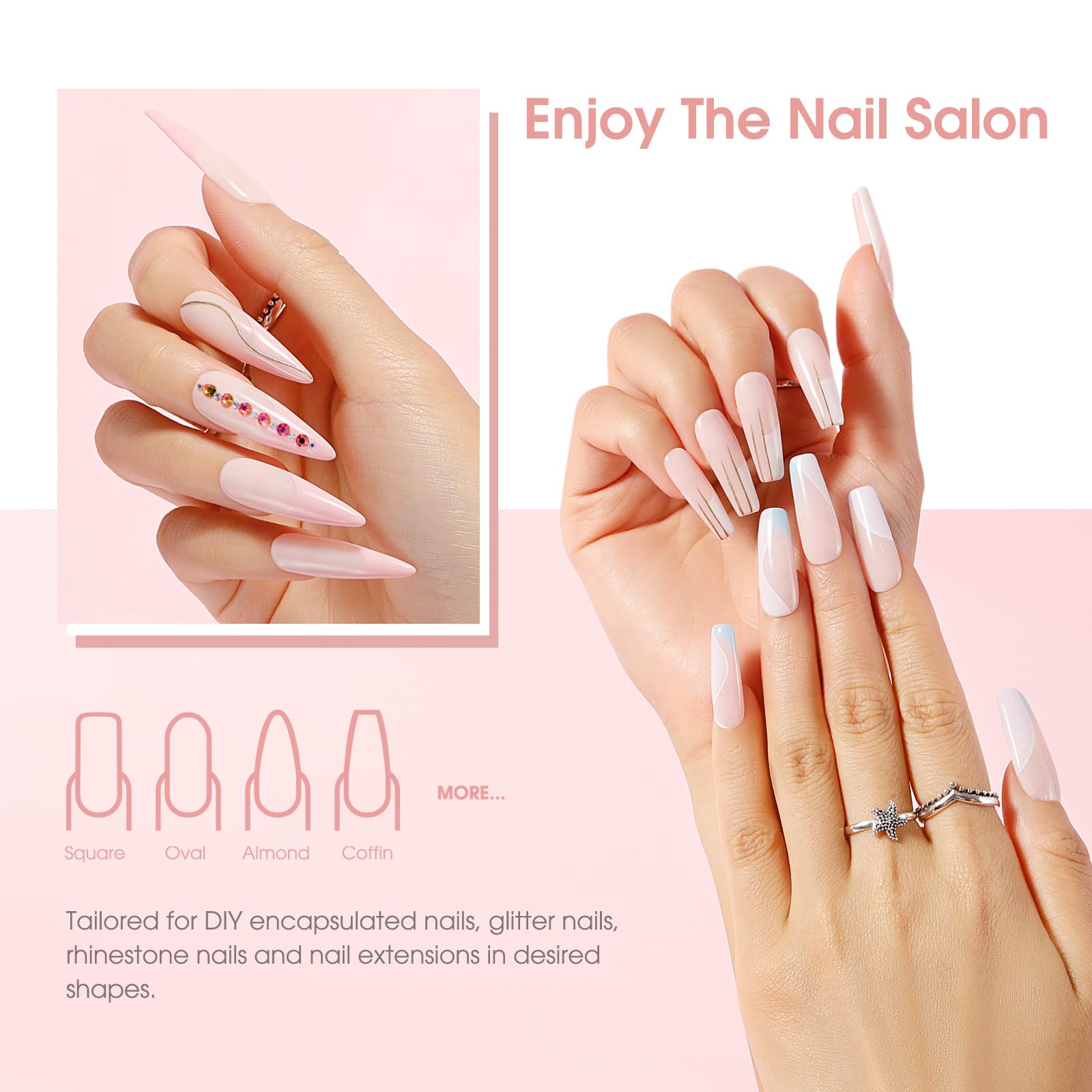 ROSALIND Soft Pink Poly Nail Gel - 2oz Nail Extension Gel for DIY Nail Art & Thickening - UV/LED Lamp Required - Perfect for Salon & Home Manicures, Nail Enhancements & Creative Designs