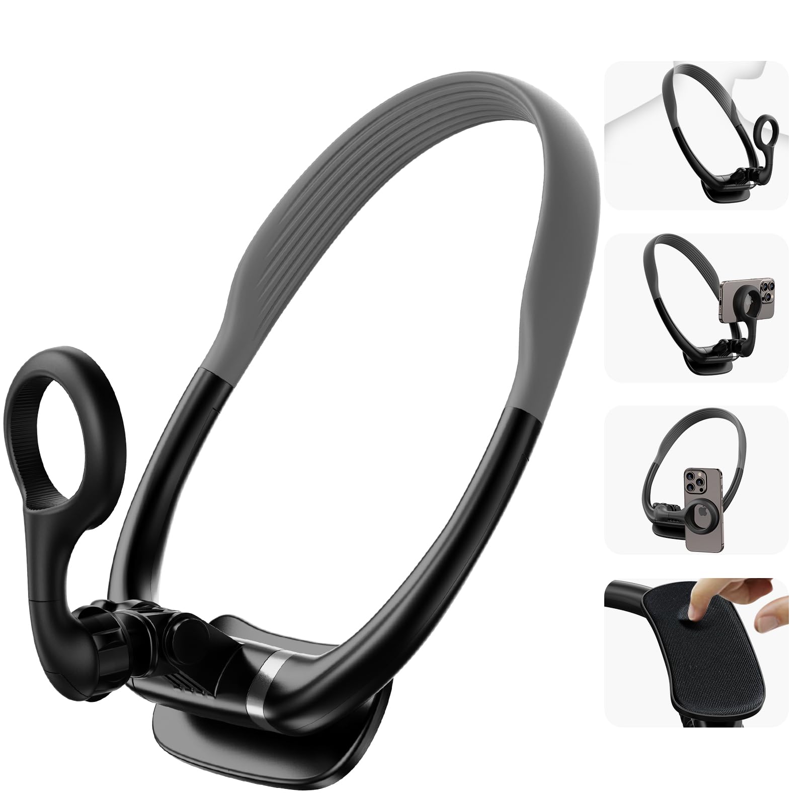 Magnetic Neck Mount for Phone - Hands-Free POV/Vlog Selfie Holder, Adjustable Chest Stand Strap Compatible with iPhone & Smartphones (Black) - Perfect for Travel Vlogging, Cooking, Workouts & Outdoor Activities