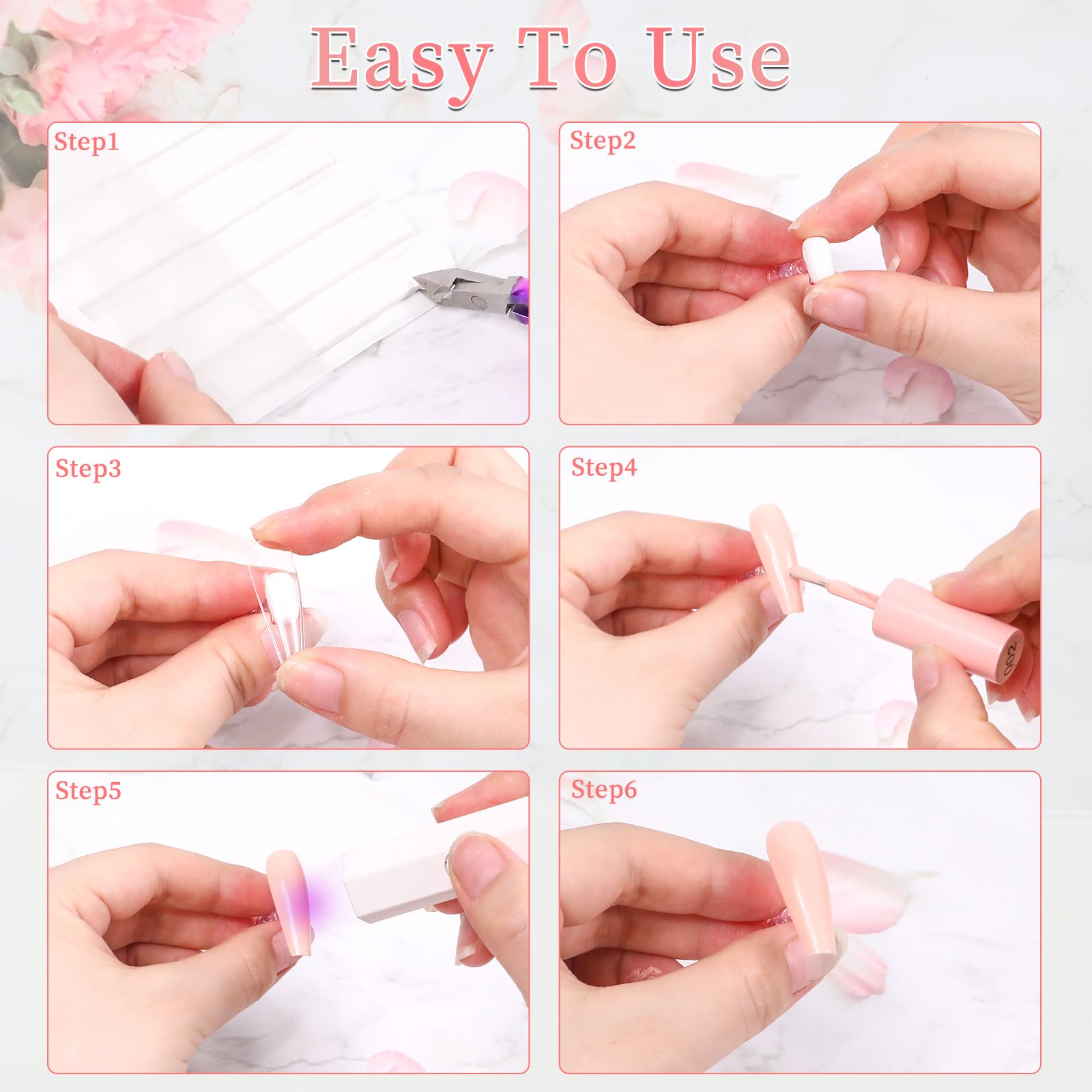 BQAN 2-Pack Square Nail Holder Stand for Press On & Acrylic Nails - Includes 96 Pcs Reusable Adhesive Putty - Perfect for DIY Manicures, Salon Nail Art & Home Nail Practice