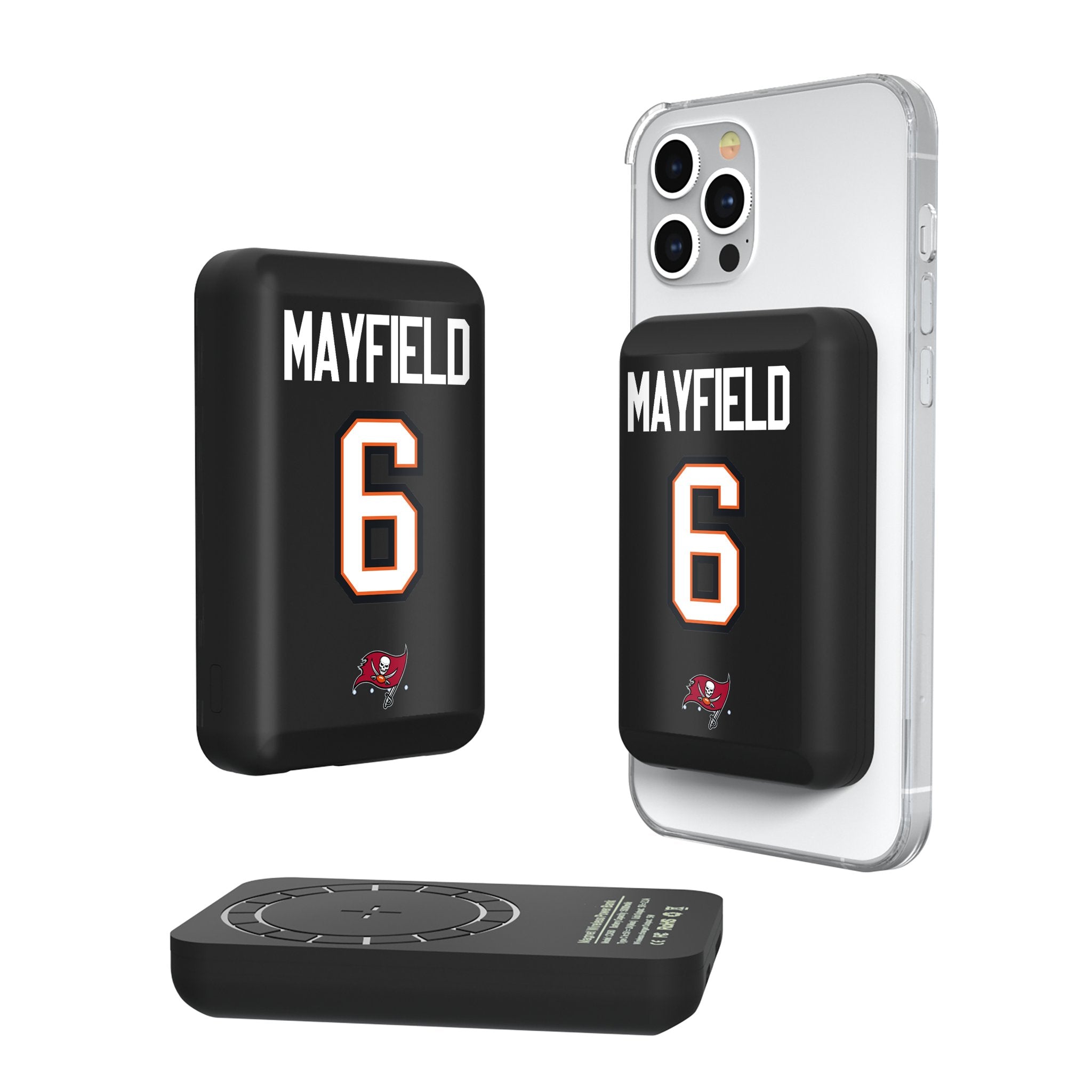 Baker Mayfield Tampa Bay Buccaneers Wireless Magnetic Power Bank 6000mAh - Portable Charger for iPhone, Android & AirPods - Perfect for Travel, Work & Game Day
