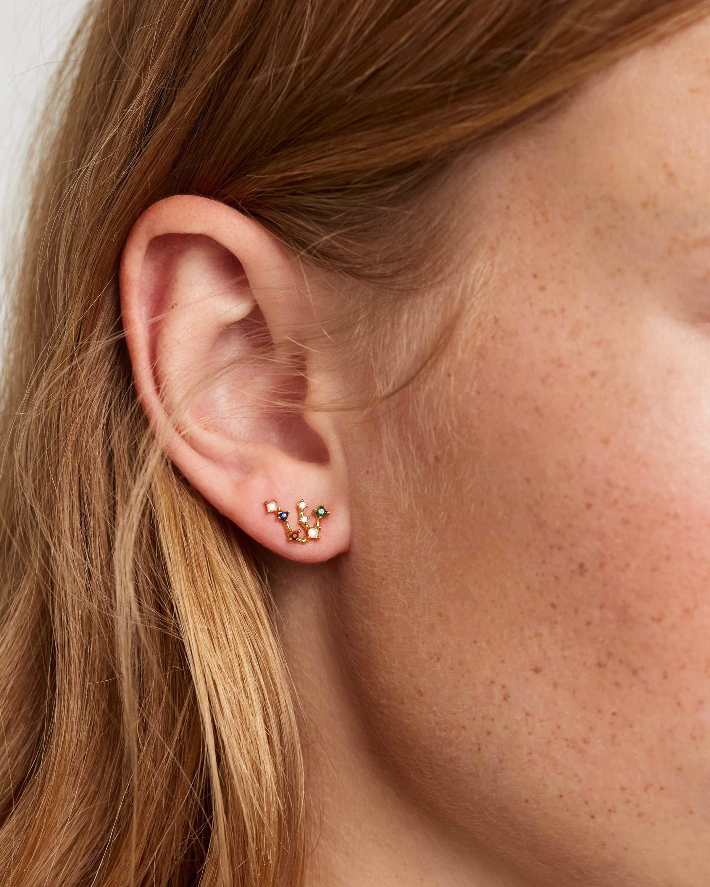 Aquarius Zodiac Sign Earrings for Women - Sterling Silver Constellation Stud Earrings - Perfect for Birthdays, Gifts & Everyday Wear