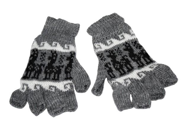 Alpaca Wool Fingerless Gloves for Women - Soft & Warm Inca Pattern Knitted Mittens - Perfect for Typing, Driving & Outdoor Activities in Cold Weather