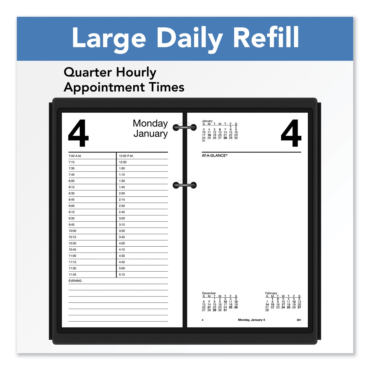 AT A GLANCE® 2025 Large 12-Month Desk Calendar Refill - 4.5 x 8 Inches White Sheets (January to December) - Perfect for Office, Home & School Organization