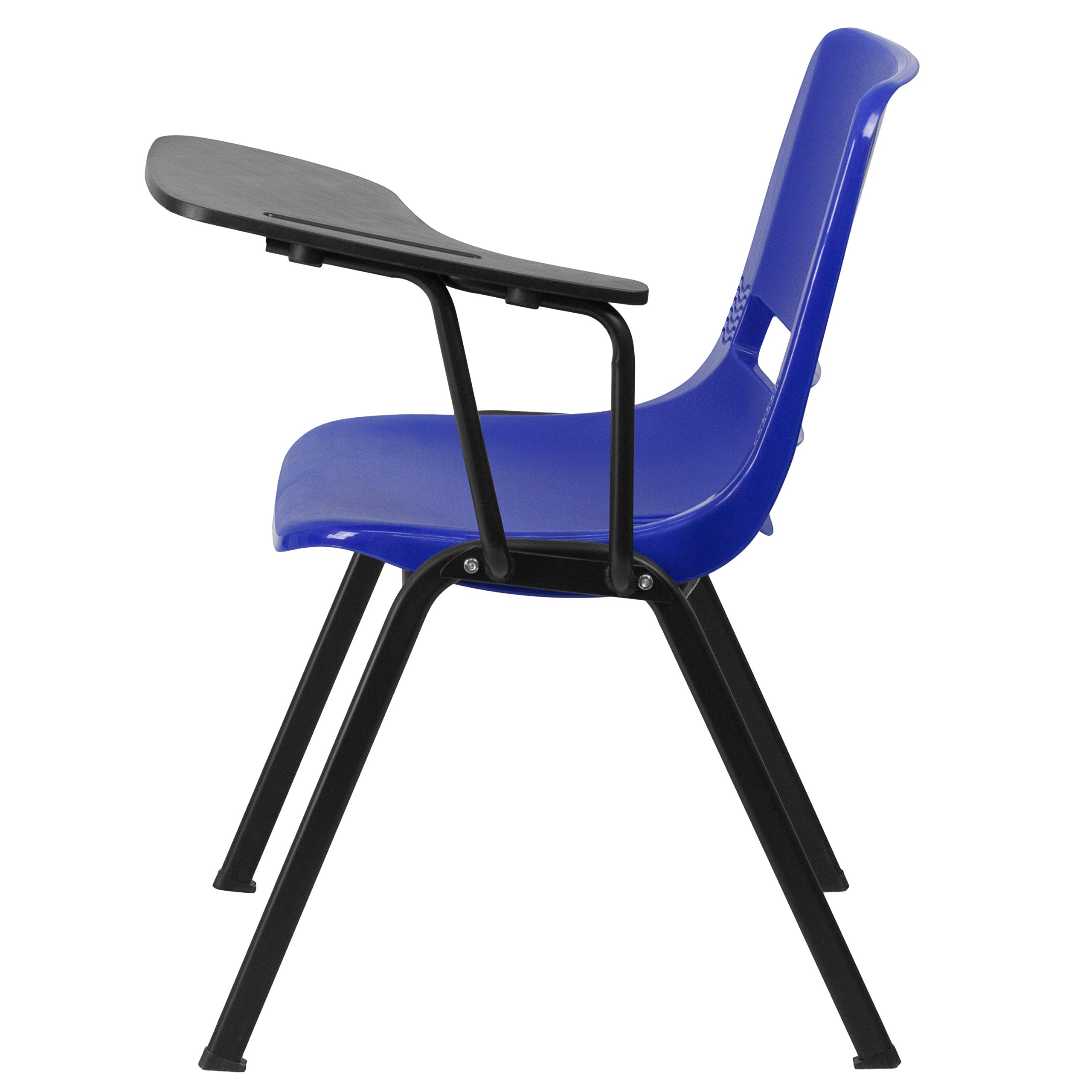 Blue Ergonomic Shell Chair with Left-Handed Flip-Up Tablet Arm - Adjustable Office Desk Chair for Home & Work | Perfect for Remote Work, Gaming & Study
