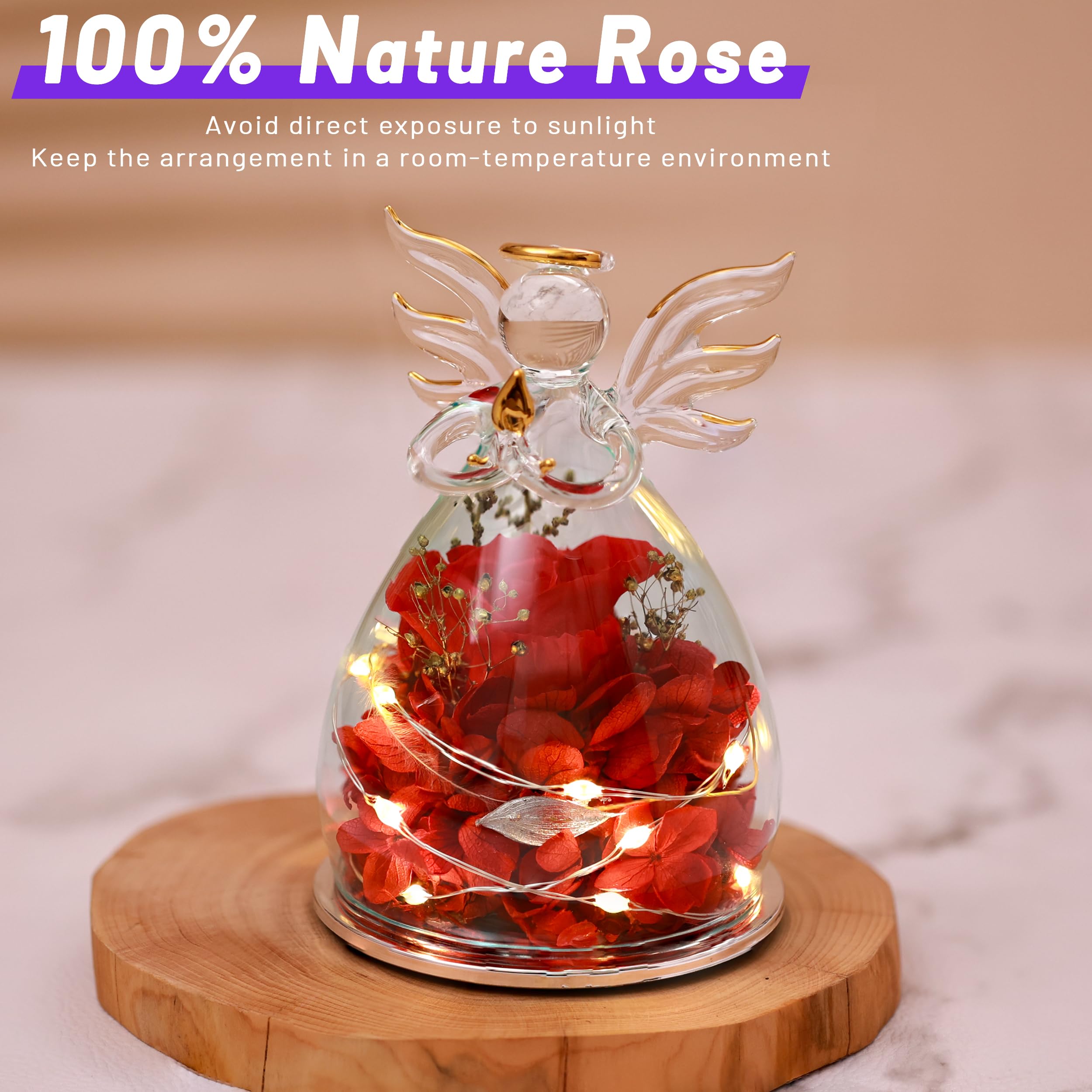 ANLUNOB Preserved Rose Gift with LED Light - Eternal Flower for Mother's Day, Anniversary, Birthday, Valentine's Day - Perfect Gift for Mom, Girlfriend, Wife, Grandma - Romantic Home Decor & Keepsake