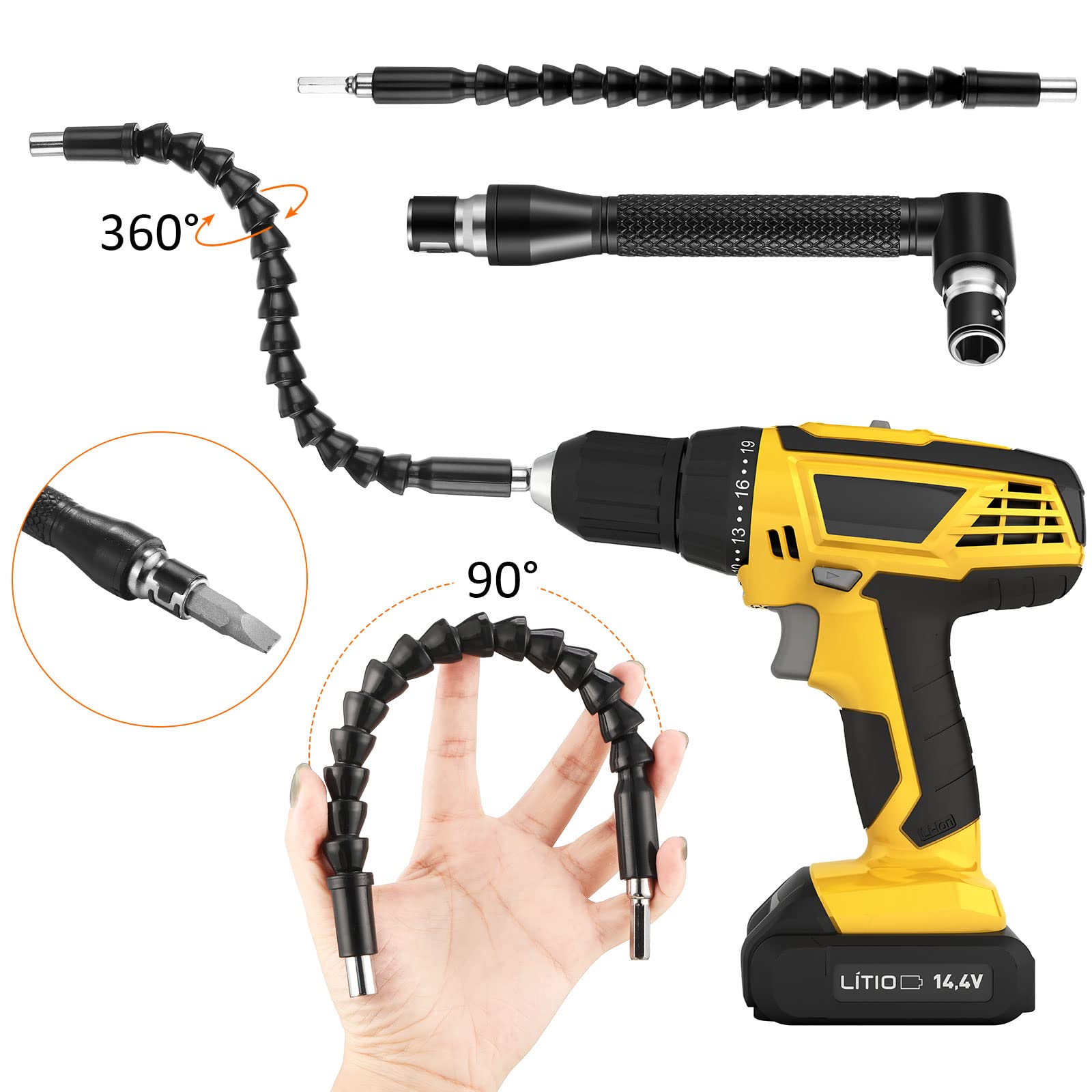 23-Piece Flexible Drill Bit Extension Set - 1/4