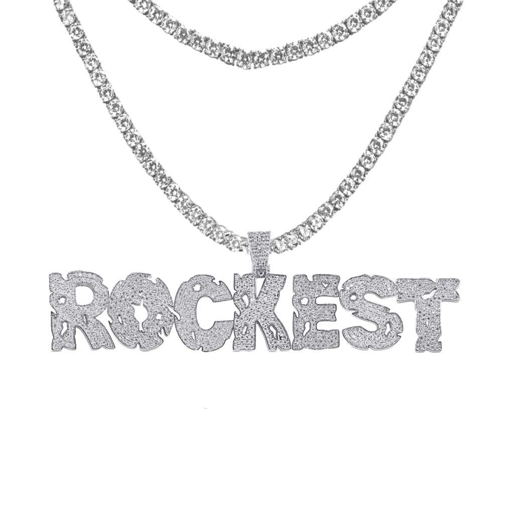 Custom Iced Out Bling Initial Necklace - Personalized Nameplate Jewelry for Men & Women | Hip Hop Style, Big Letter Pendant | Perfect Gift for Birthday, Anniversary & Special Occasions