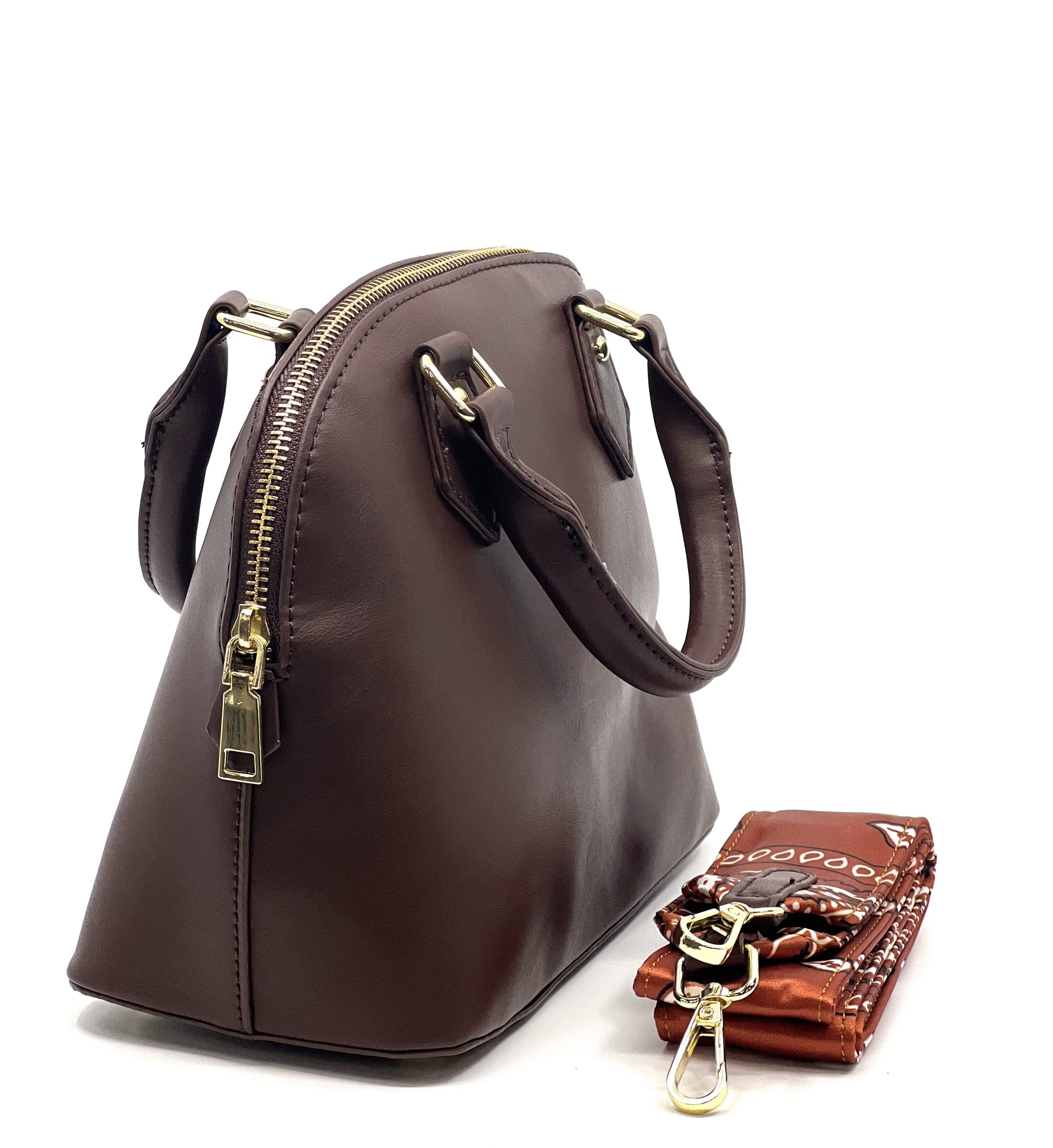 Stylish Women's Shoulder Bag with Bandana Print Strap - Fashionable Top Handle Clutch Purse for Daily Use, Work & Evening Events