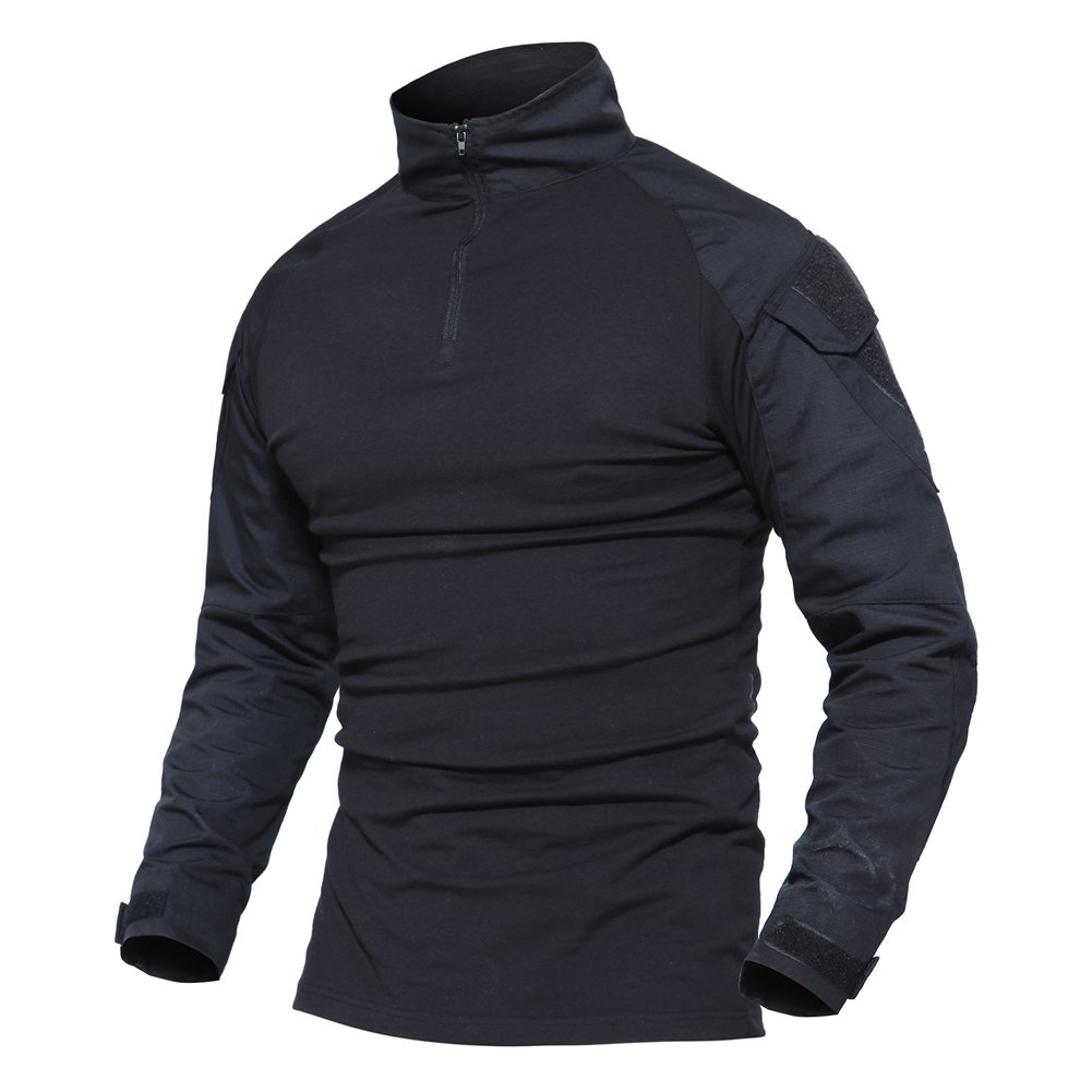 MAGCOMSEN Men's Tactical Airsoft Military Combat Long Sleeve Zip-Up Shirt - Lightweight & Slim Fit for Outdoor Training, Airsoft Games & Tactical Missions