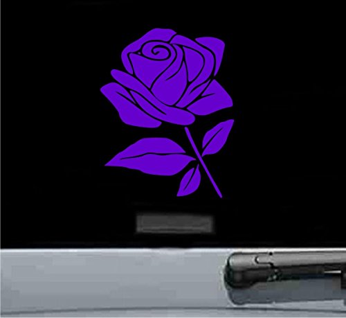 JS Artworks Purple Rose Flower Vinyl Decal Sticker - Waterproof DIY Wall Art for Home, Car, Laptop & Phone Decoration
