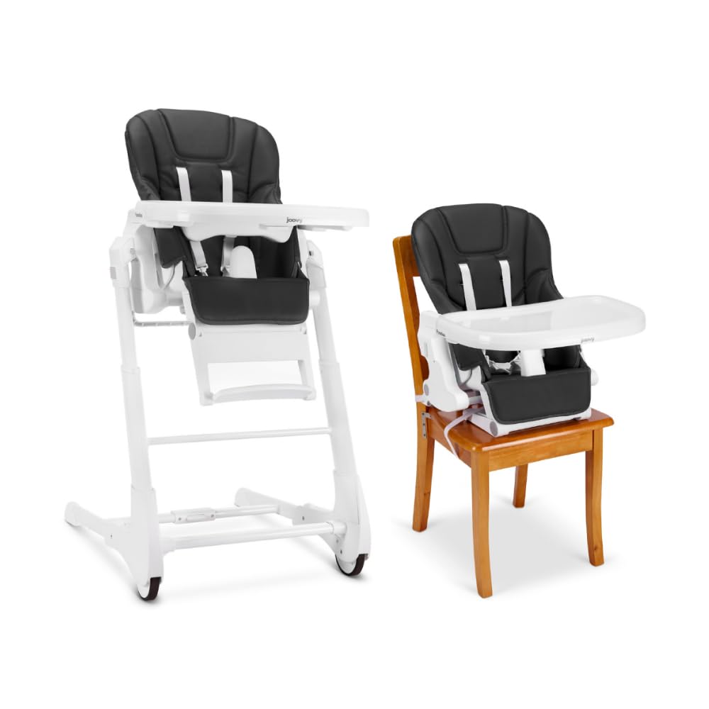 Joovy Foodoo High Chair & Booster Seat for Babies & Toddlers - Adjustable, Portable & Easy to Clean - Perfect for Dining, Travel & Outdoor Use - Jet Color