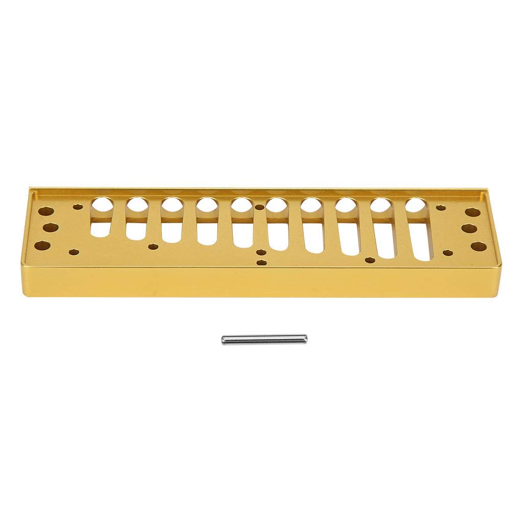 10 Holes Aluminum Alloy Blues Harmonica Comb with Pin - Gold & Silver Color Options (Gold) - Perfect for Blues Music, Harmonica Repair & Replacement Parts