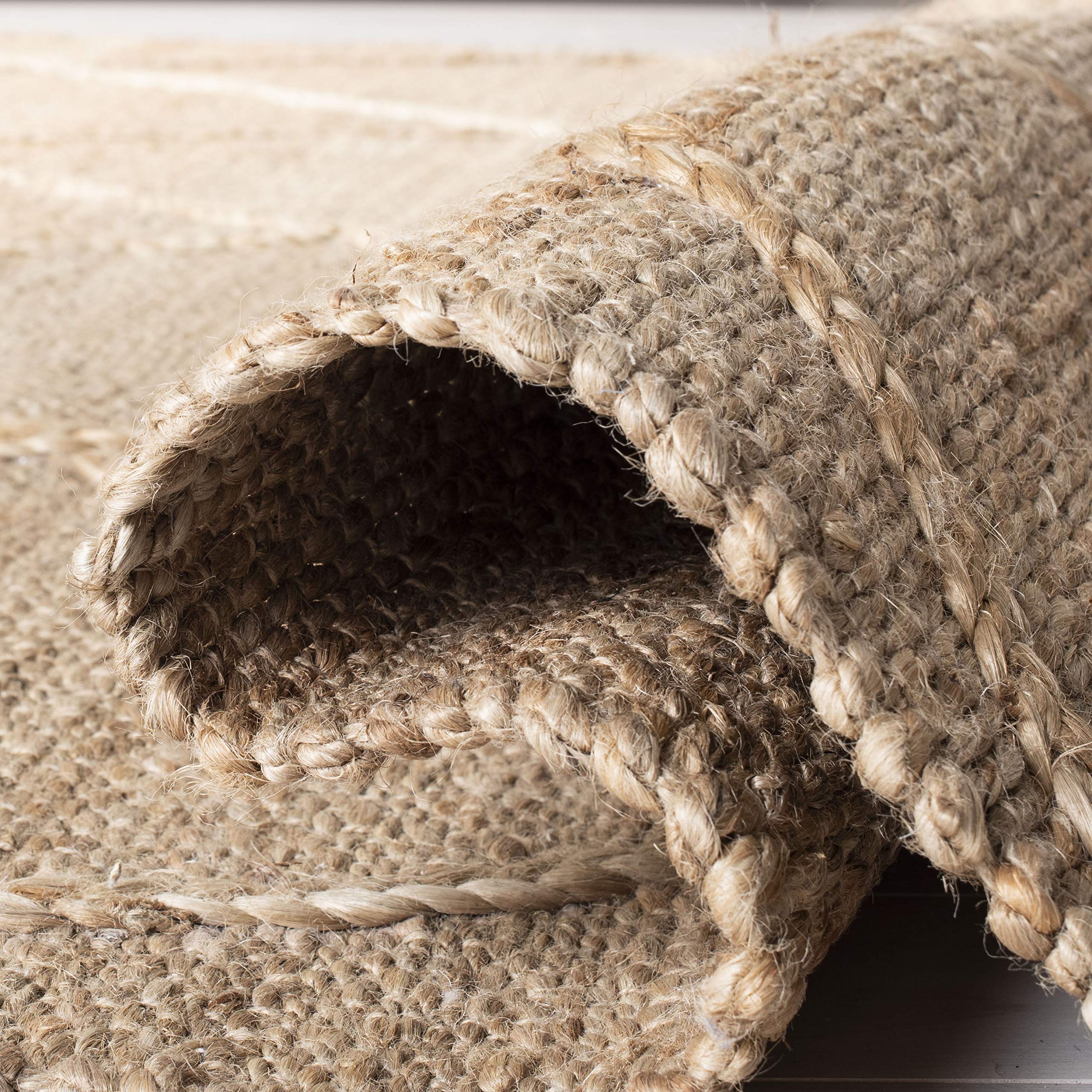 Safavieh NF107B 6' Square Handmade Boho Moroccan Jute Area Rug - Natural Fiber Farmhouse Decor for Living Room, Bedroom & Dining Room