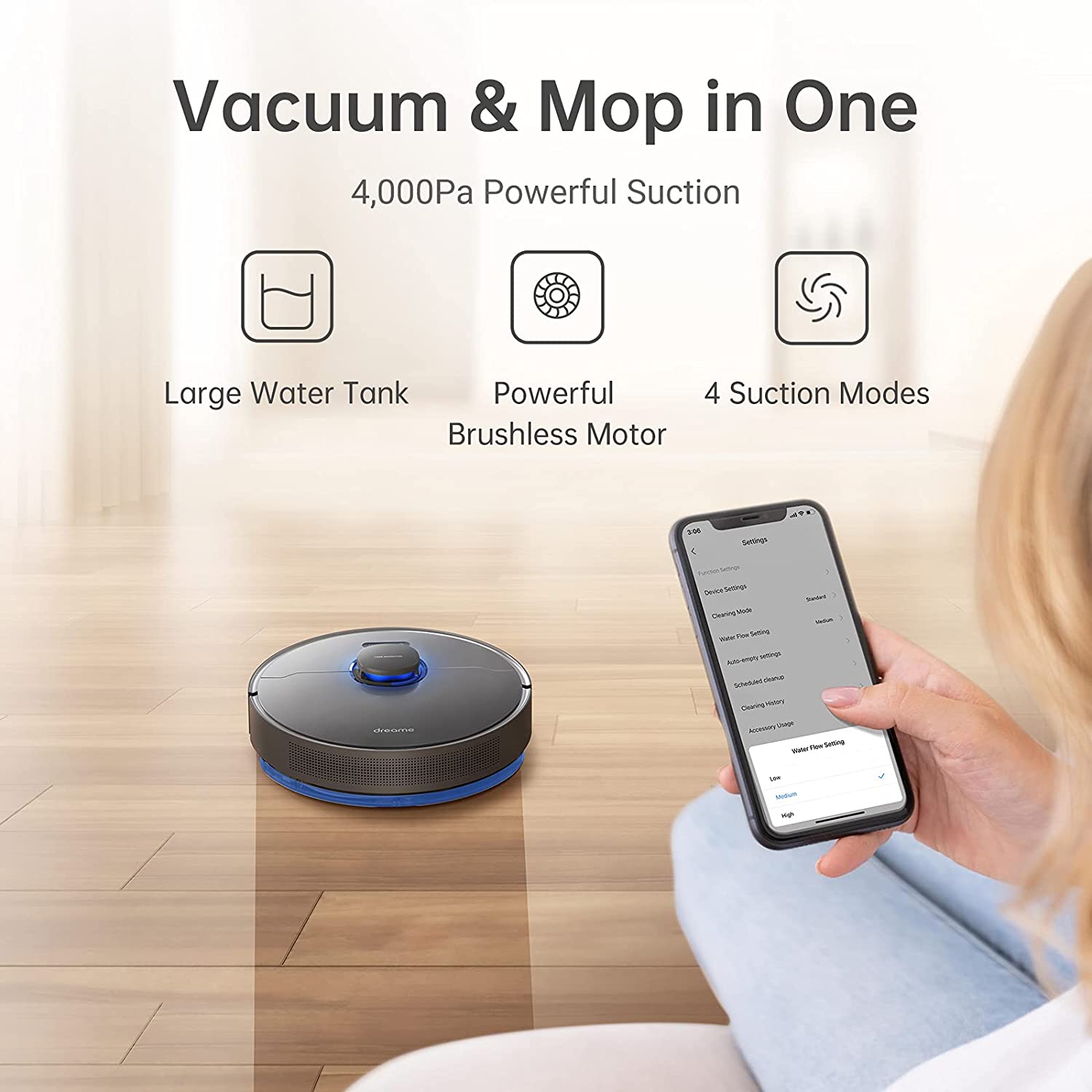 Dreame Z10 Pro Robot Vacuum and Mop with Auto Empty Dock - Smart Self-Cleaning Robotic Vacuum Cleaner for Hardwood Floors & Carpets - Perfect for Pet Hair, Daily Cleaning in Homes & Apartments