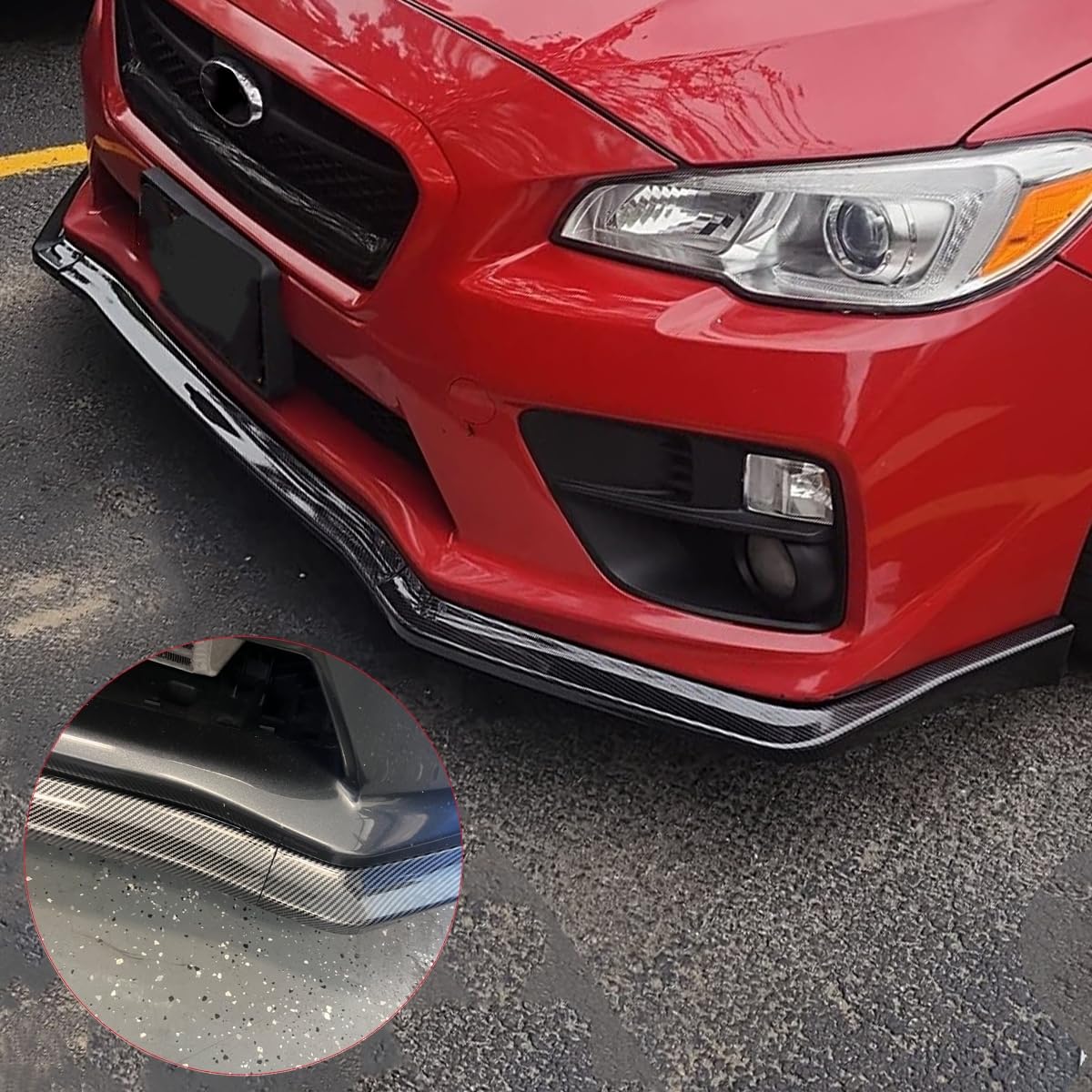 3PCS Carbon Fiber Front Bumper Lip Spoiler & Diffuser Splitter for 2015-2020 Subaru WRX STI Sedan - CS-Style Aero Kit for Enhanced Performance & Aggressive Look (Perfect for Racing, Car Shows & Street Tuning)