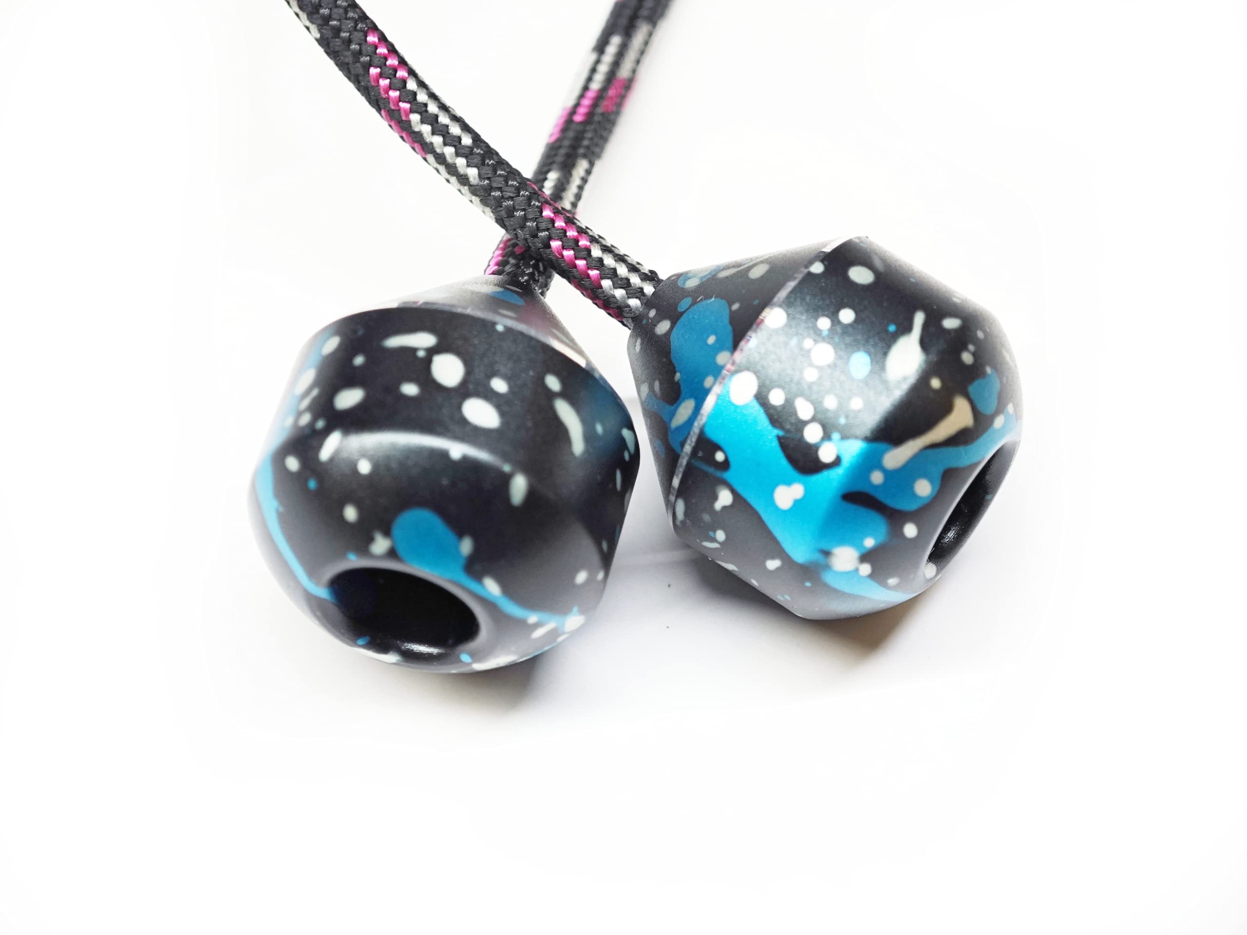 Begleri Fidget Beads - Aluminum Alloy Worry Beads for Stress Relief & Focus - Skill Toy for Men, Women & Teens - Perfect for Office, School & Travel - UFO Black Blue & White Design