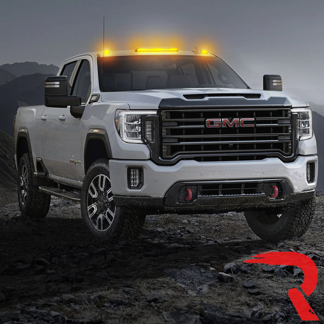 GMC & Chevy 20-25 4th Gen Heavy Duty 3-Piece Clear Cab Roof Light Lens with Amber LEDs - OEM Replacement for Factory Cab Lights - Perfect for Truck Upgrades & Off-Roading