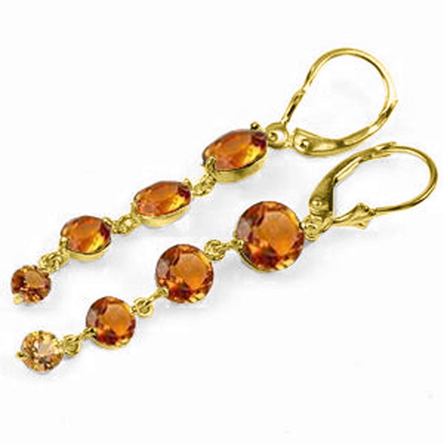 14K Yellow Gold Chandelier Earrings with Natural Citrines - Elegant Dangling Earrings for Women, Perfect for Weddings, Parties & Special Occasions