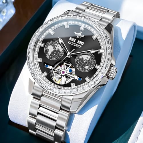G3280: Silver band & black dial