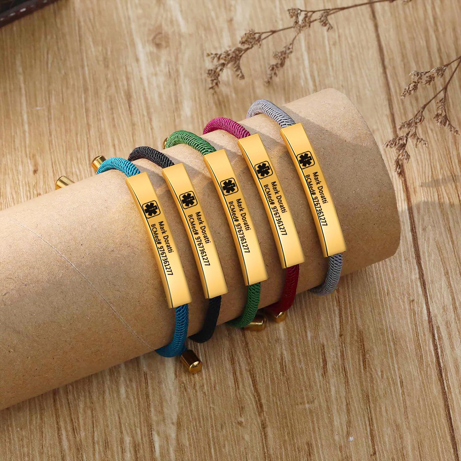Custom Engraved Medical Alert Bracelet for Men & Women - Personalized Emergency ID Bracelet with Text - Ideal for Allergies, Diabetes & Heart Conditions