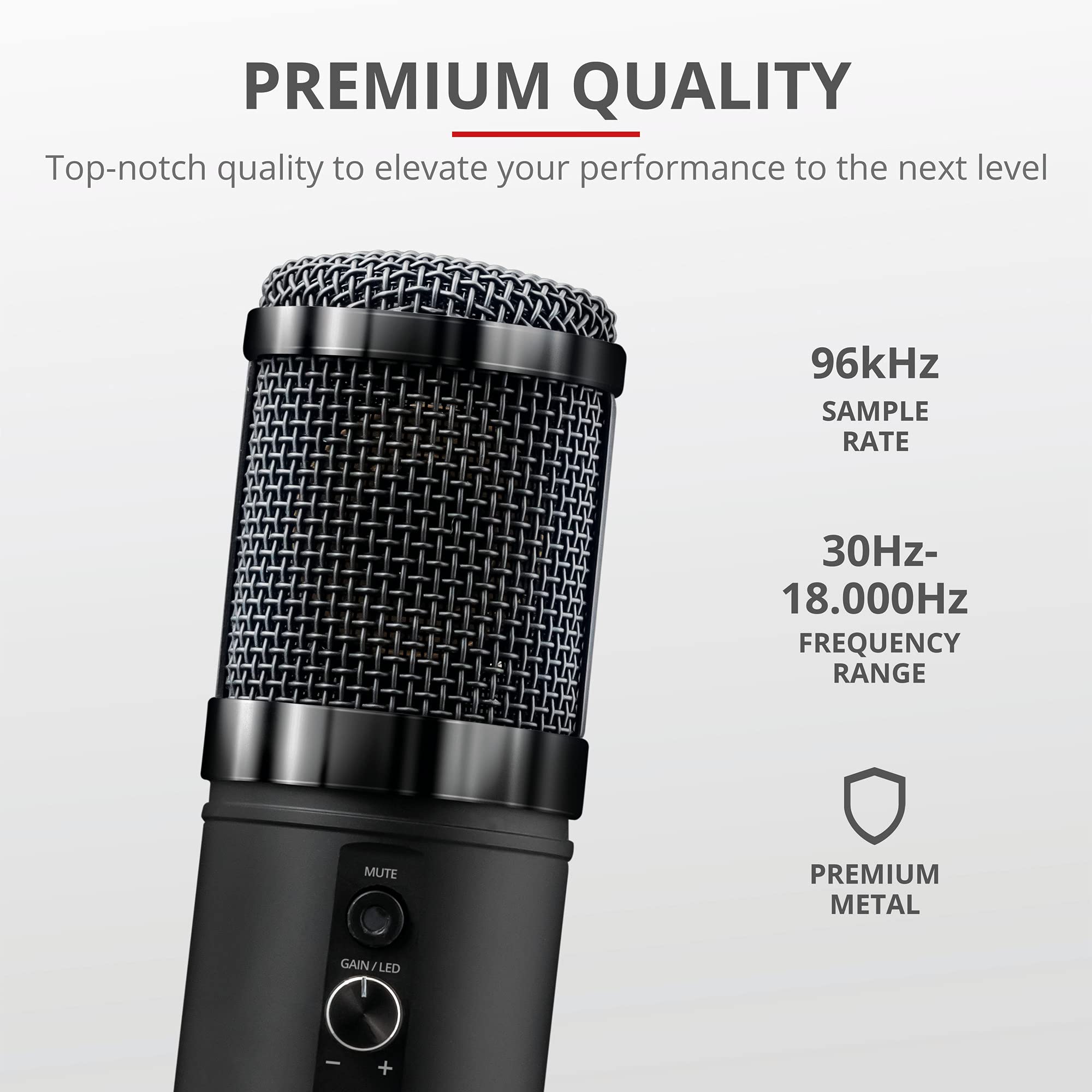 Trust Gaming GXT 256 Exxo USB Streaming Microphone with Shock Mount & Pop Filter, Cardioid Pattern - PC, PS4, PS5, Vlog, Podcasting (Black) - Perfect for Home Studios, Live Streaming & Content Creation