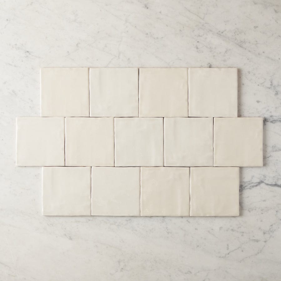 Premium Newport Gloss Bone Mixed Square Tile - 12x12 Inch Ceramic Wall & Floor Tile for Bathroom, Kitchen Backsplash & Shower - Waterproof & Easy to Clean