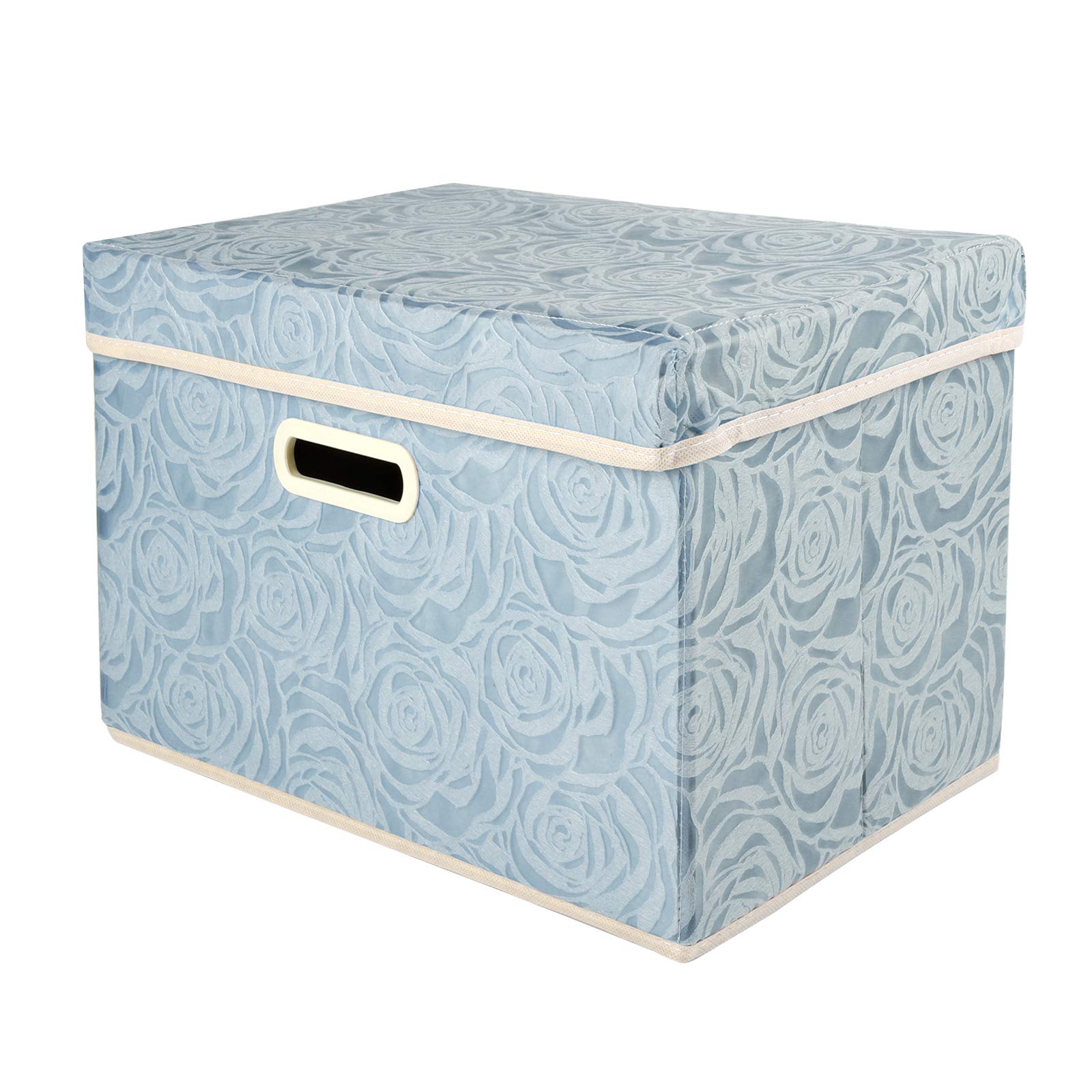 Lucky Monet Foldable Fabric Storage Bins with Lids & Handles - Large Rose Pattern Organizer Cube Basket (14.9