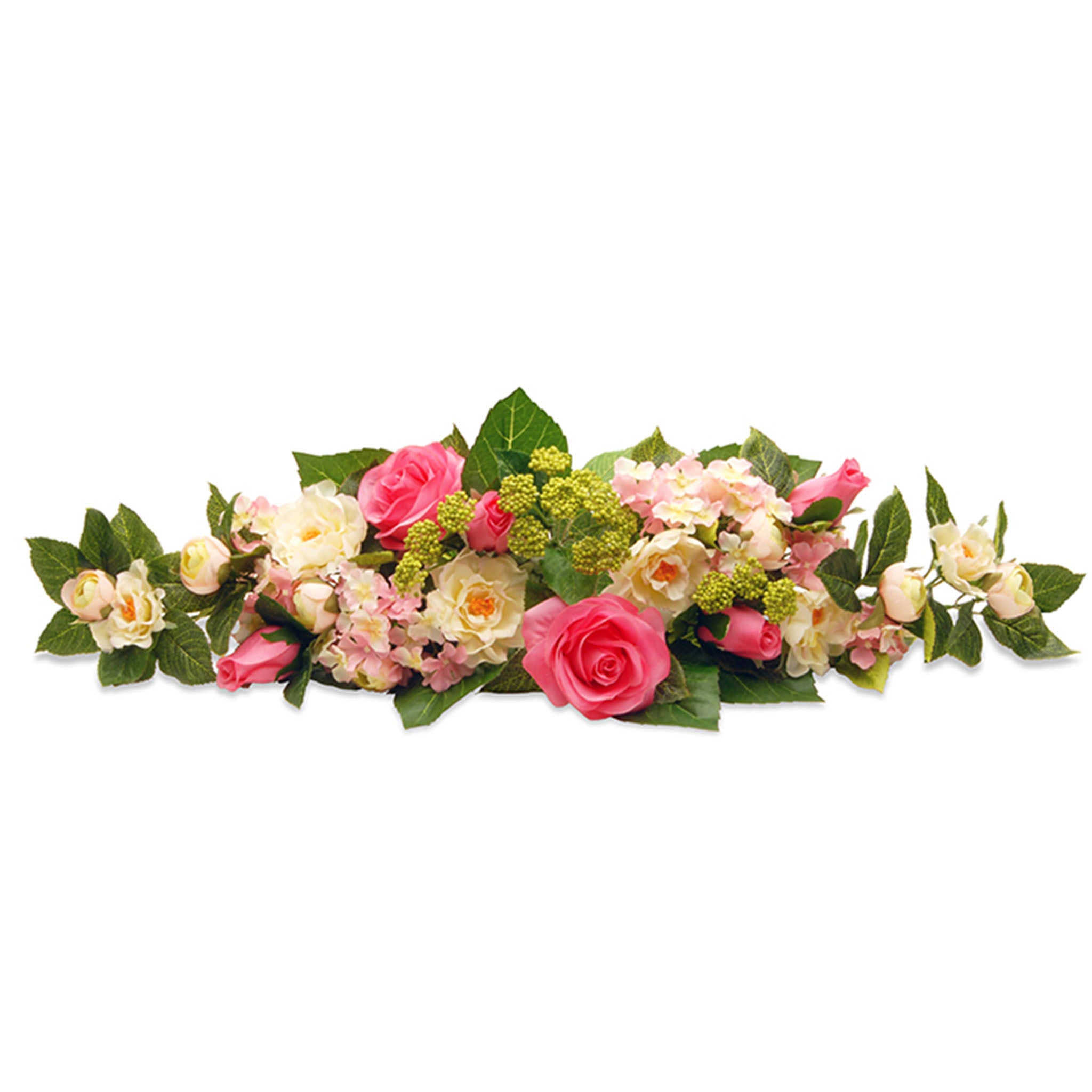 25 Inch Spring Floral Centerpiece with Roses, Hydrangeas, Berries & Greenery - Elegant Table Decor for Easter, Mother's Day & Wedding Reception Decorations
