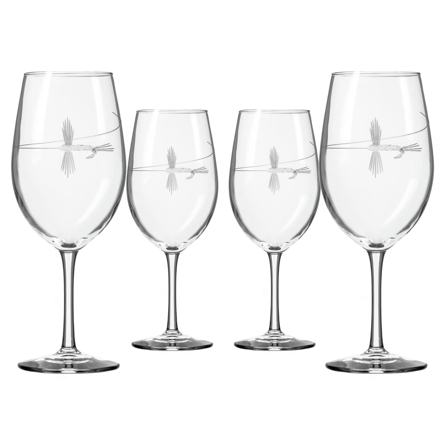 Rolf Glass Premium 18oz Fly Fishing Wine Glasses Set of 4 - Lead-Free Crystal Outdoor Drinking Cups for Camping, Hiking & Home Entertaining - Handcrafted in USA