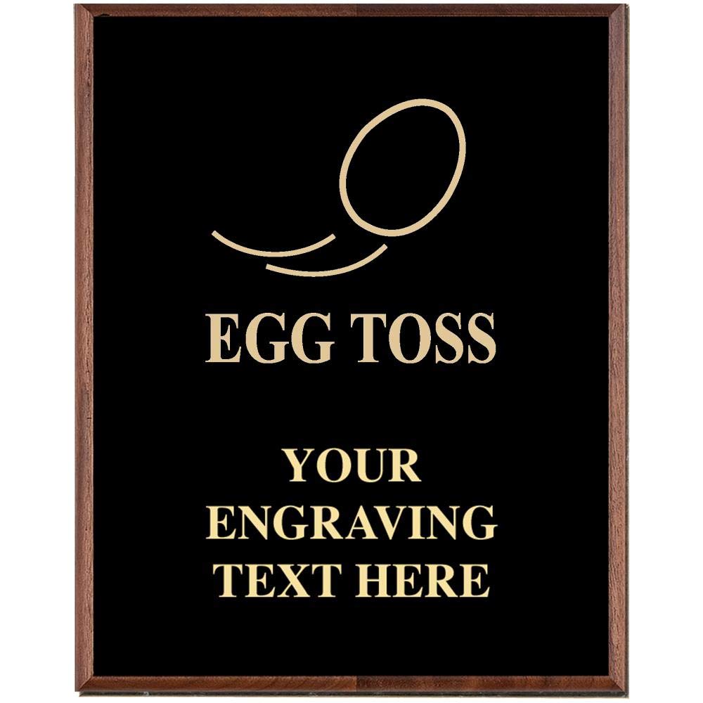 Custom Engraved Egg Toss Trophy Plaque Award - Personalized Team Prize for Egg Toss Competitions, Sports Awards, and Fun Outdoor Games
