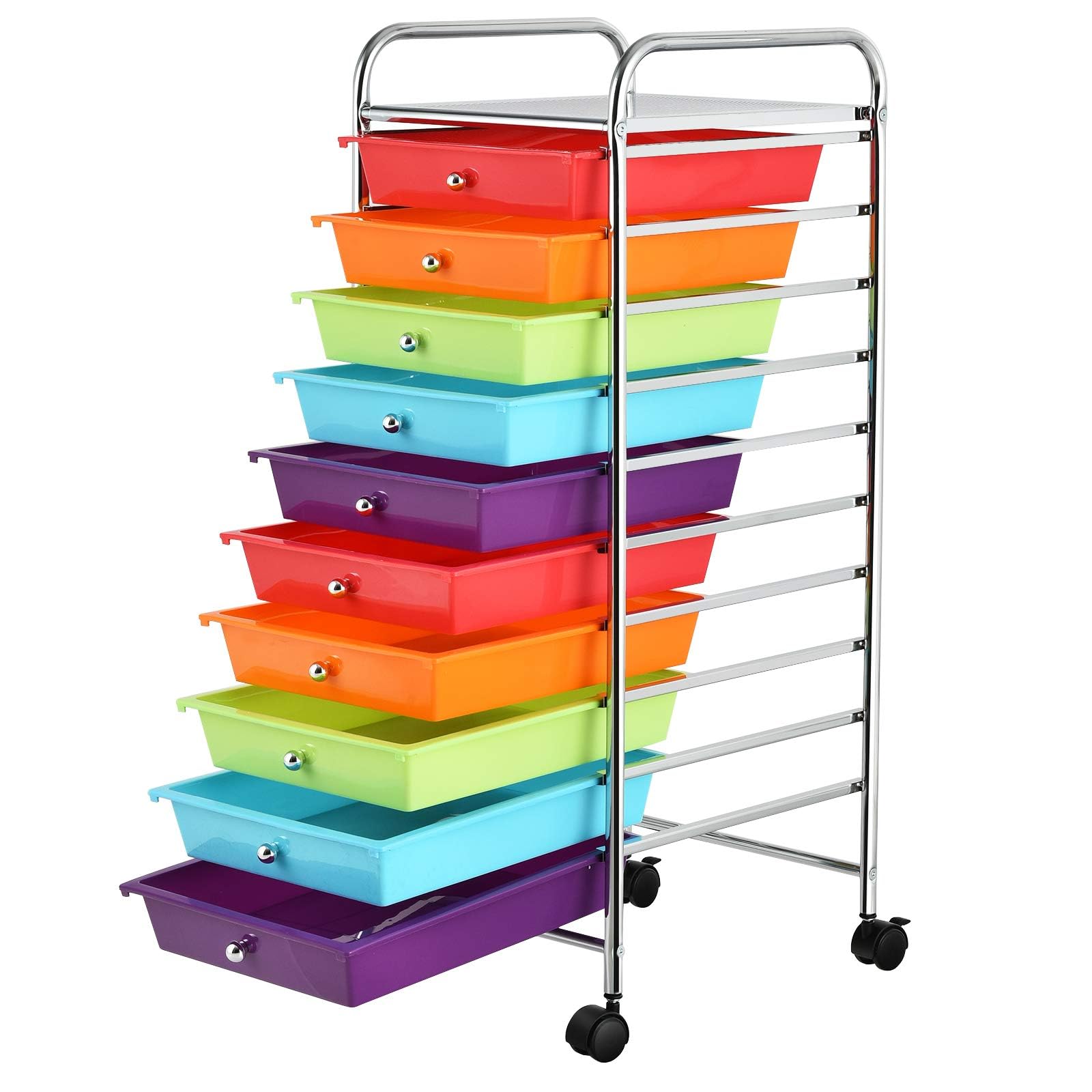 ARLIME 10-Drawer Rolling Storage Cart - Mobile Organizer with Colorful Rainbow Design for Office, School & Craft Room - Perfect for Scrapbooking Supplies, Art Materials & Stationery Organization
