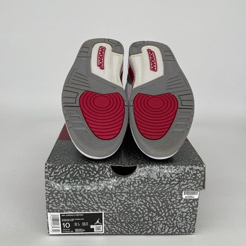 AIR JORDAN 3 Cardinal Red Retro Sneakers - Men's Size 10 (CT8532-126) - Authentic Basketball Shoes for Casual Wear & Sports