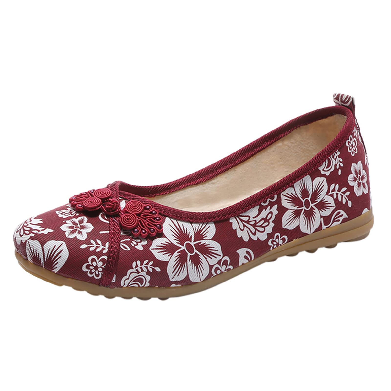 Women's Cotton Linen Embroidered Floral Ethnic Wedge Platform Shoes - Comfortable Work Cloth Shoes for Women | Perfect for Office, Casual Wear & Cultural Events