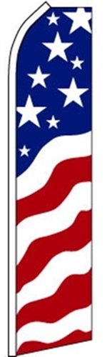 Red White Blue Swooper Flutter Feather Flag - USA Patriotic Decoration for Outdoor Events, Car Dealerships & Sports Games
