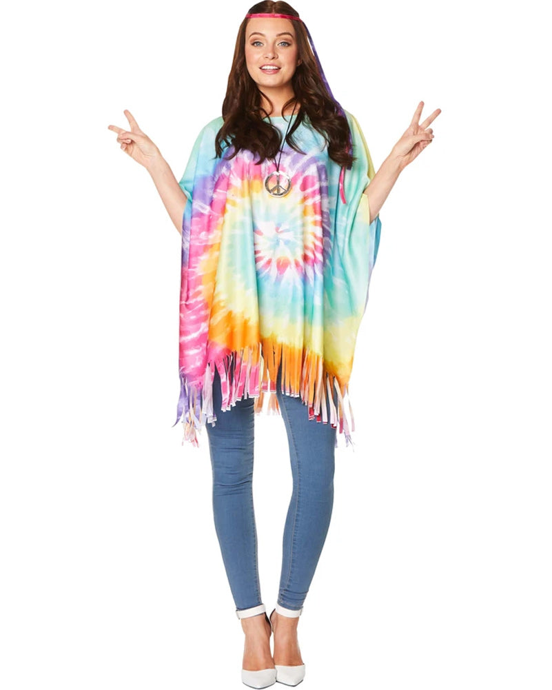 70s Hippie Poncho for Women - Vintage Boho Style Costume for Halloween, Cosplay & Music Festivals