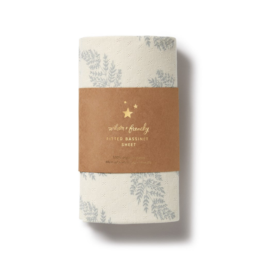 Forever Ferns Organic Pointelle Bassinet Sheet - Soft & Breathable Crib Fitted Sheet for Baby Nursery, Perfect for Newborns & Infants (Use in Cribs, Bassinets & Moses Baskets)