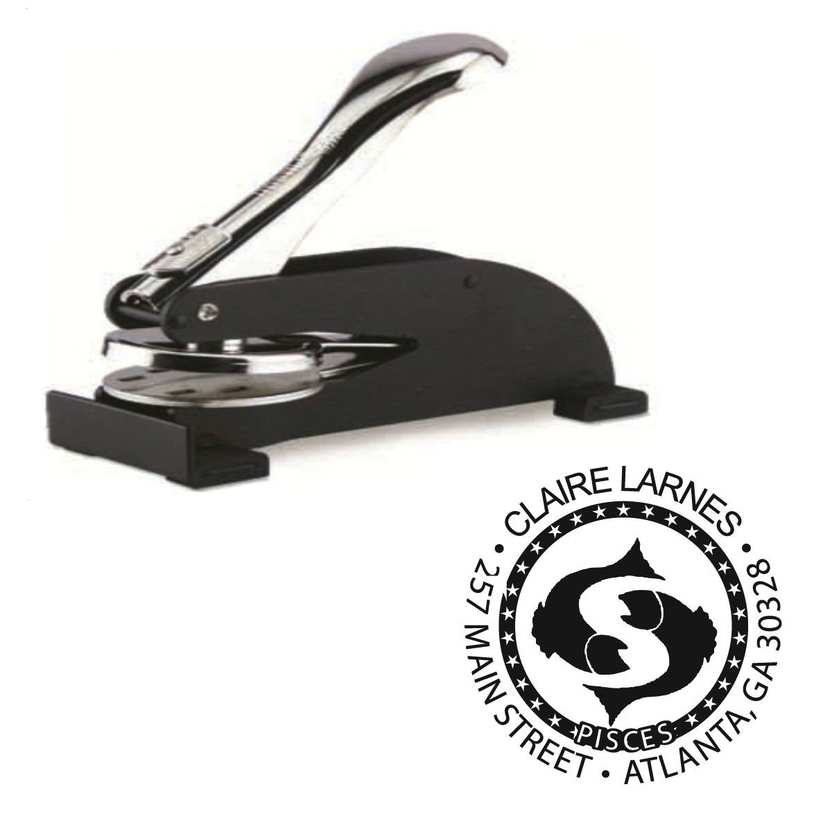 Custom Fish Logo Desk Embosser Seal - 1.675