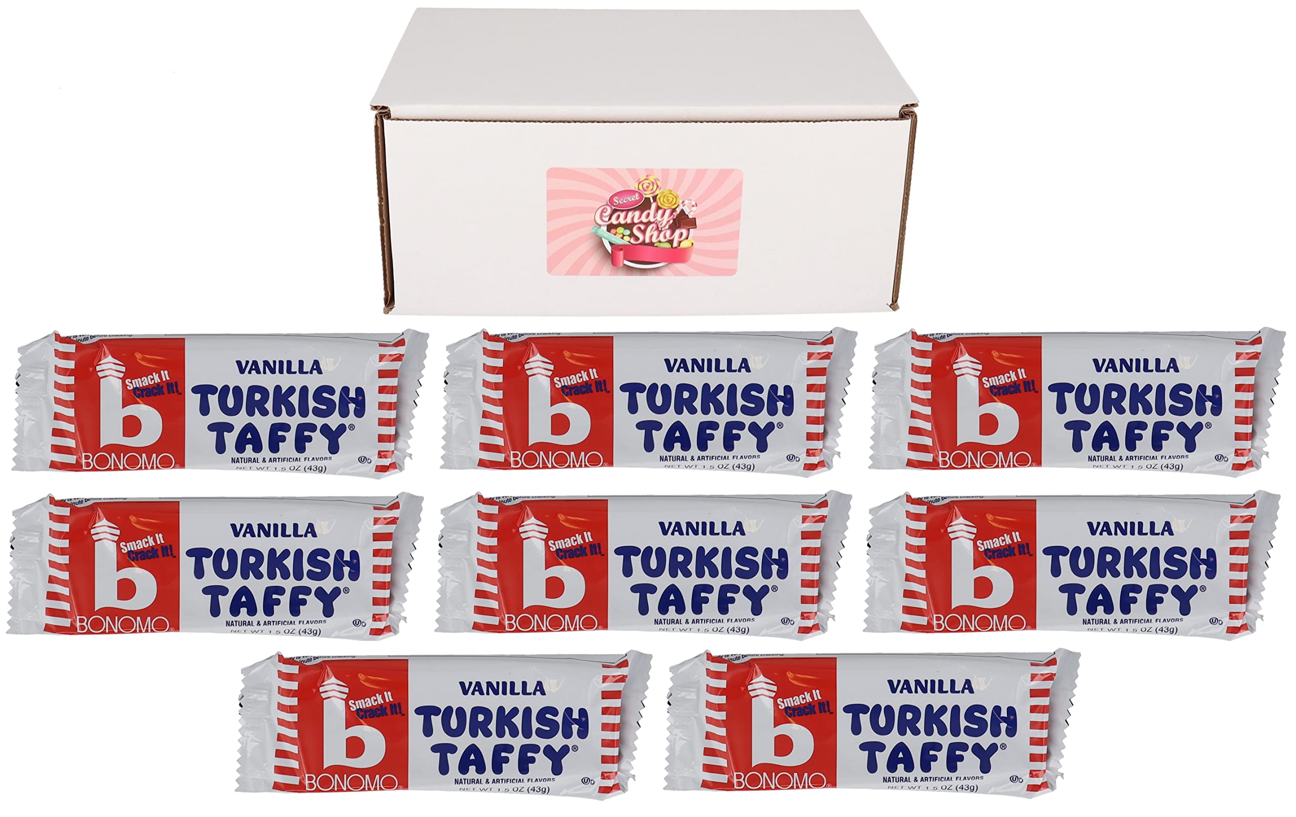 Bonomo Turkish Taffy Candy - Vanilla Flavor (Pack of 8) | Chewy, Stretchy Classic Candy | Perfect for Parties, Gifts & Nostalgic Treats